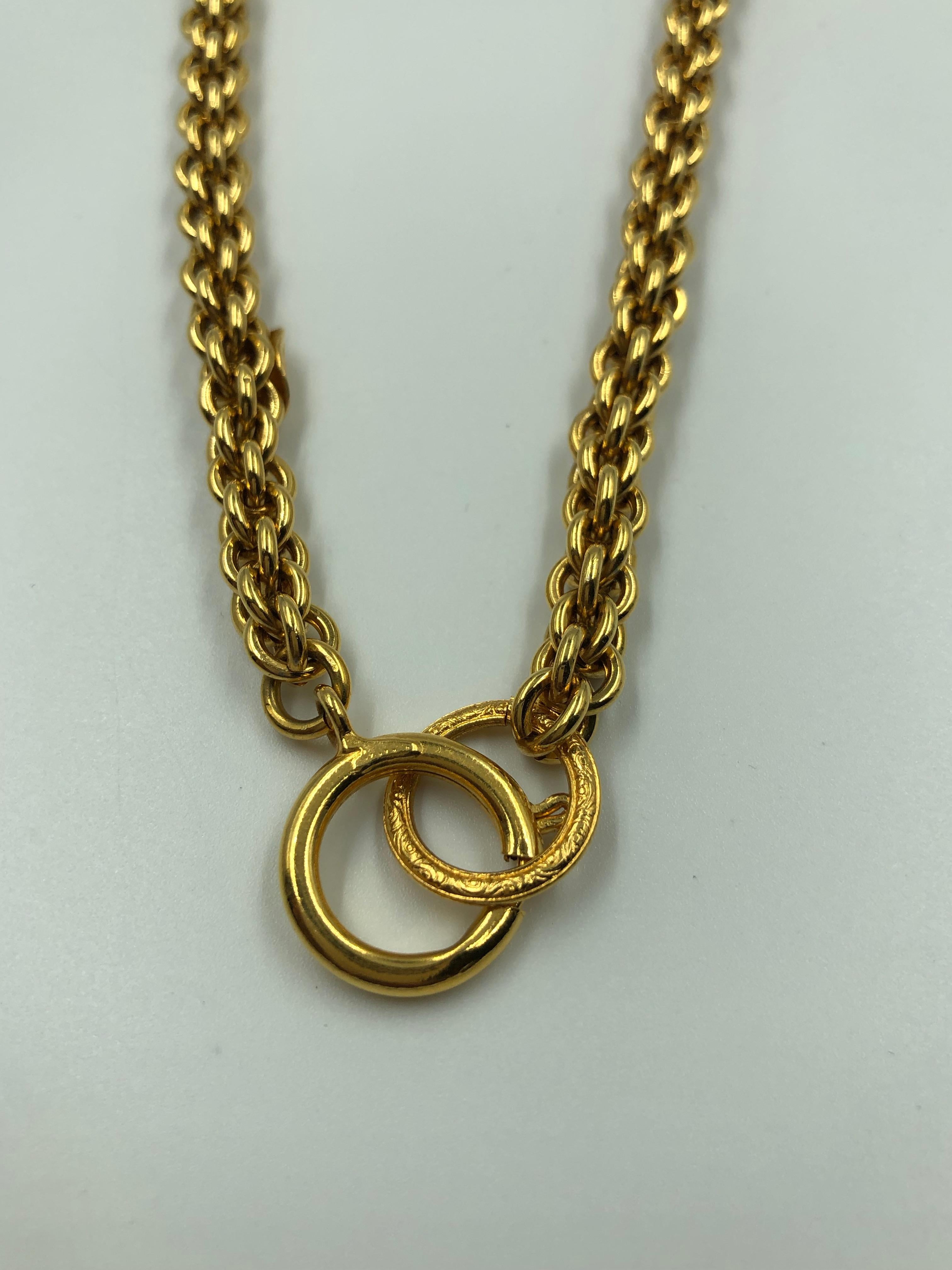 Chanel 1980's Gold Tone Necklace with 3D Orb Monogram Double C Pendant 4