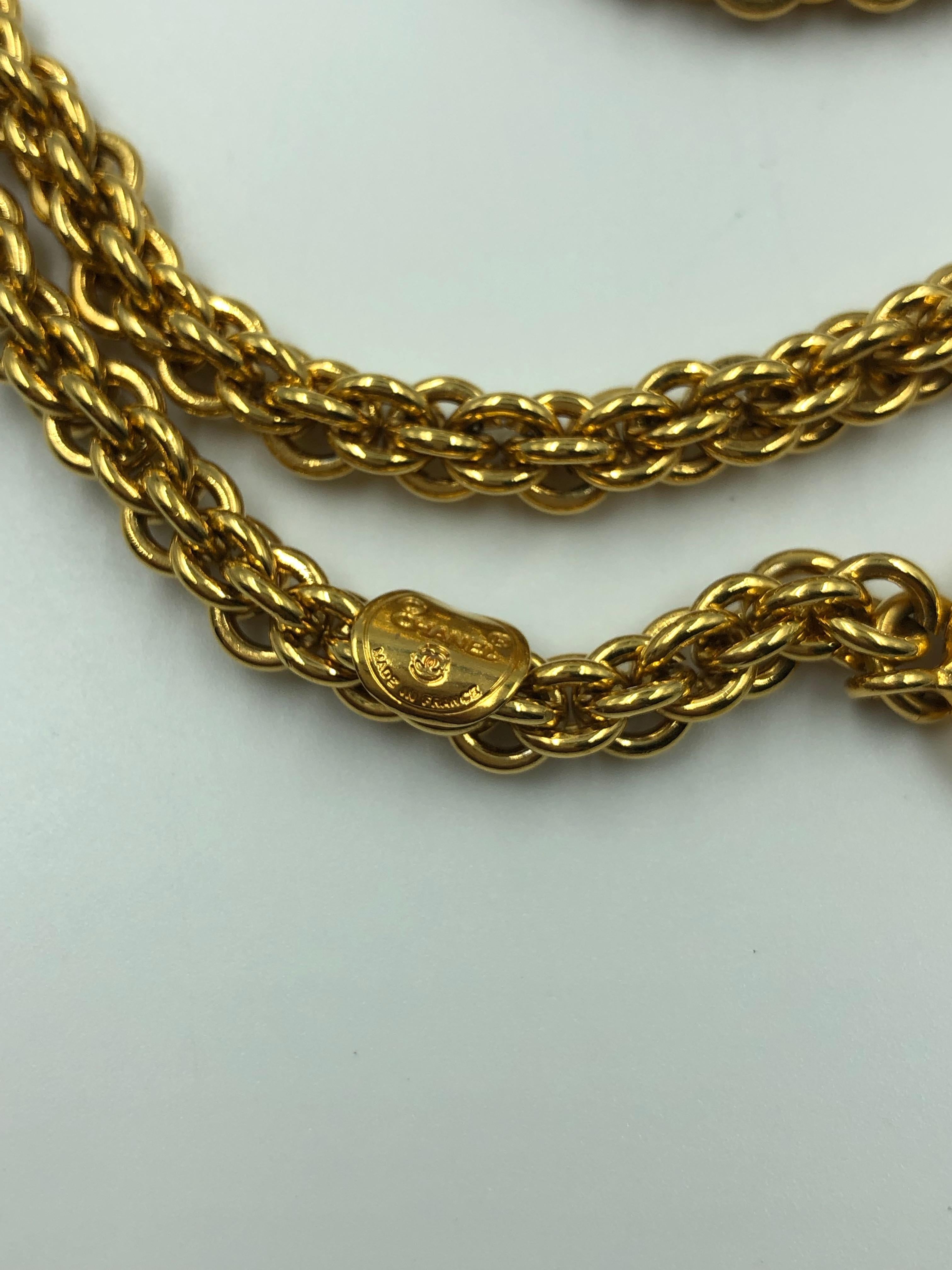 Chanel 1980's Gold Tone Necklace with 3D Orb Monogram Double C Pendant 6