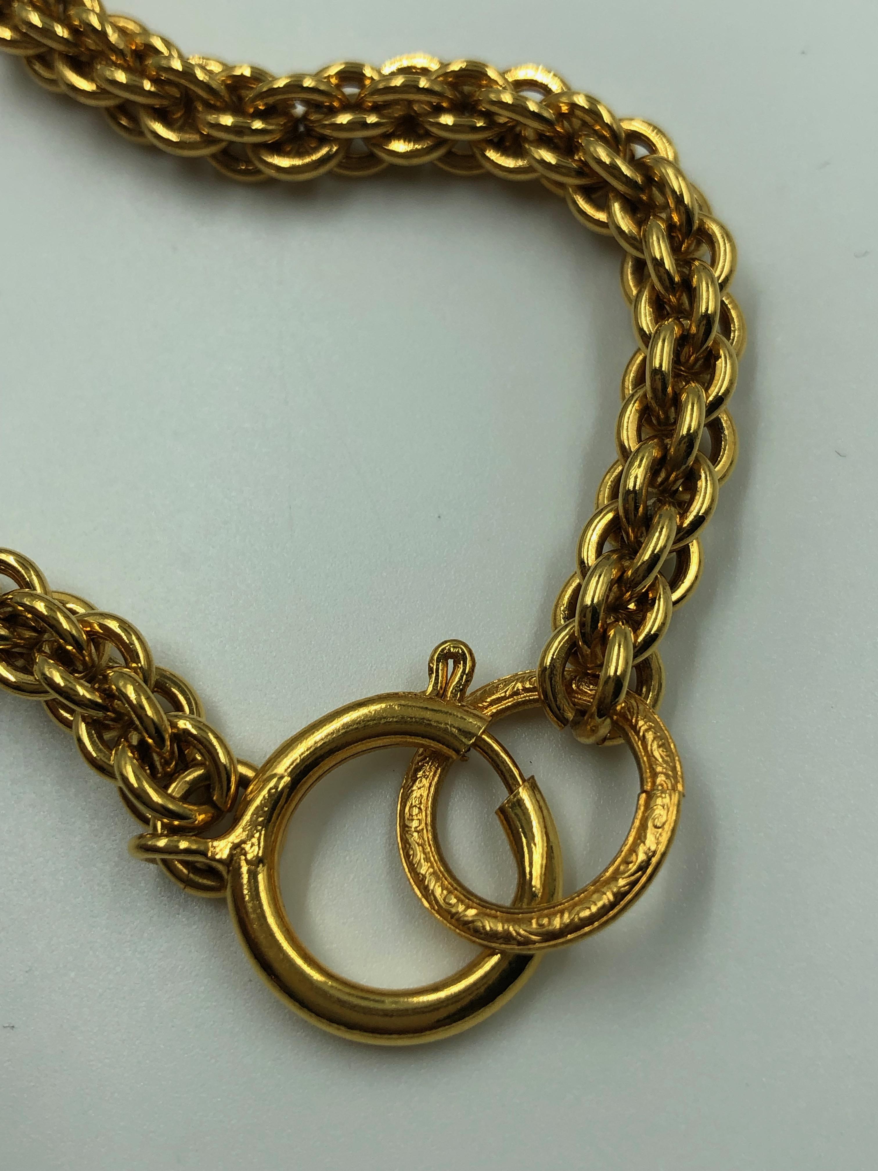 Chanel 1980's Gold Tone Necklace with 3D Orb Monogram Double C Pendant 7