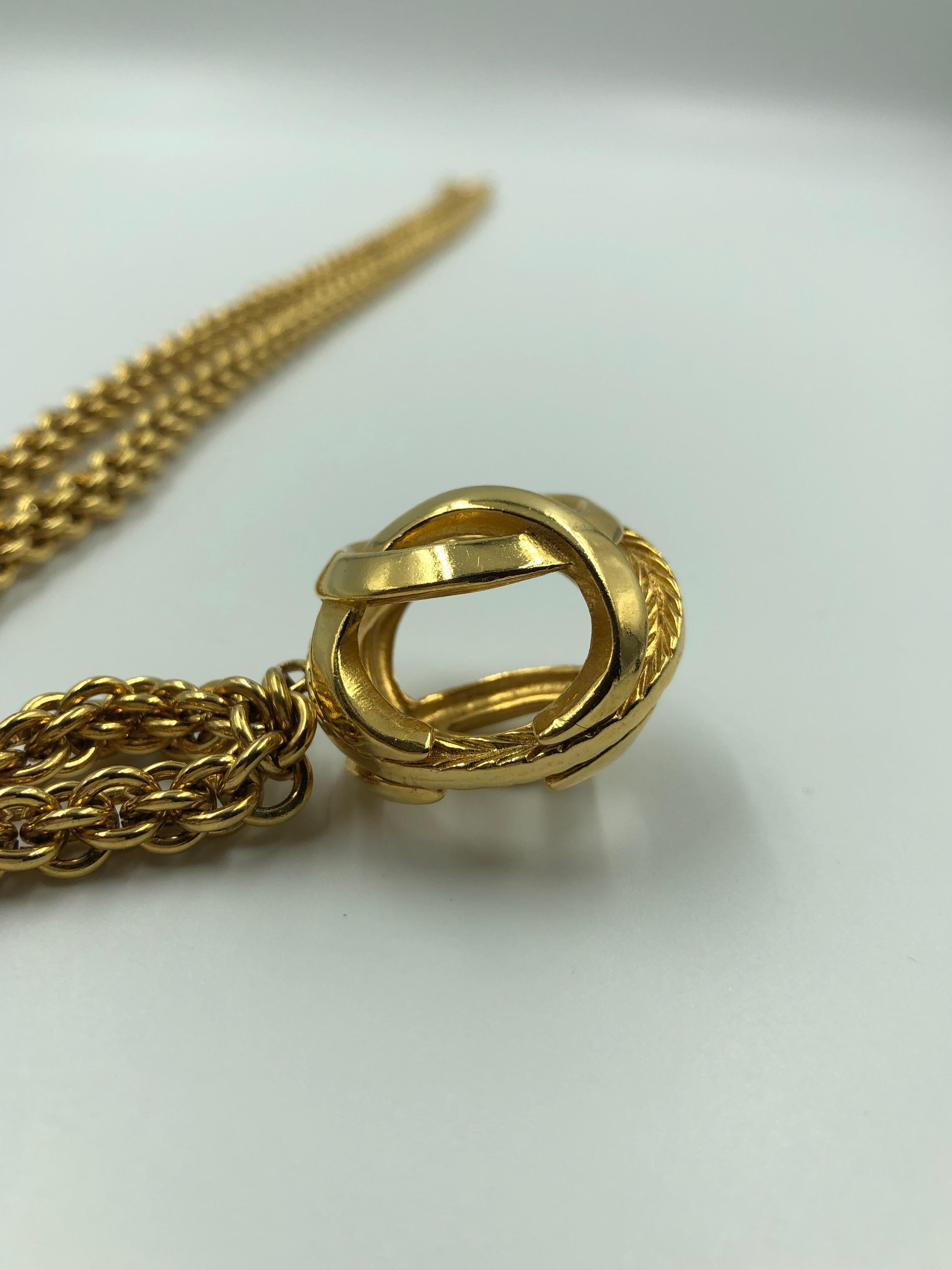 Chanel 1980's Gold Tone Necklace with 3D Orb Monogram Double C Pendant 2