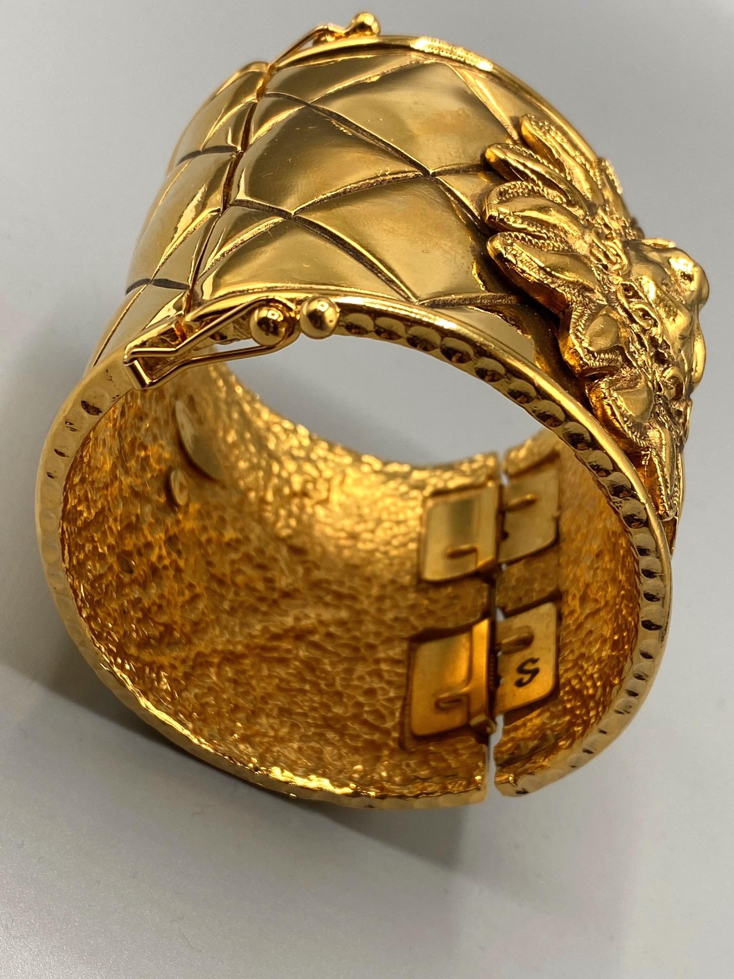 Chanel 1980s Iconic Gold Lion Face Cuff by Robert Goosens For Sale 6