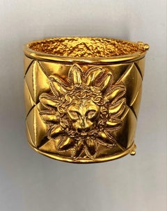Chanel 1980s Iconic Gold Lion Face Cuff by Robert Goosens