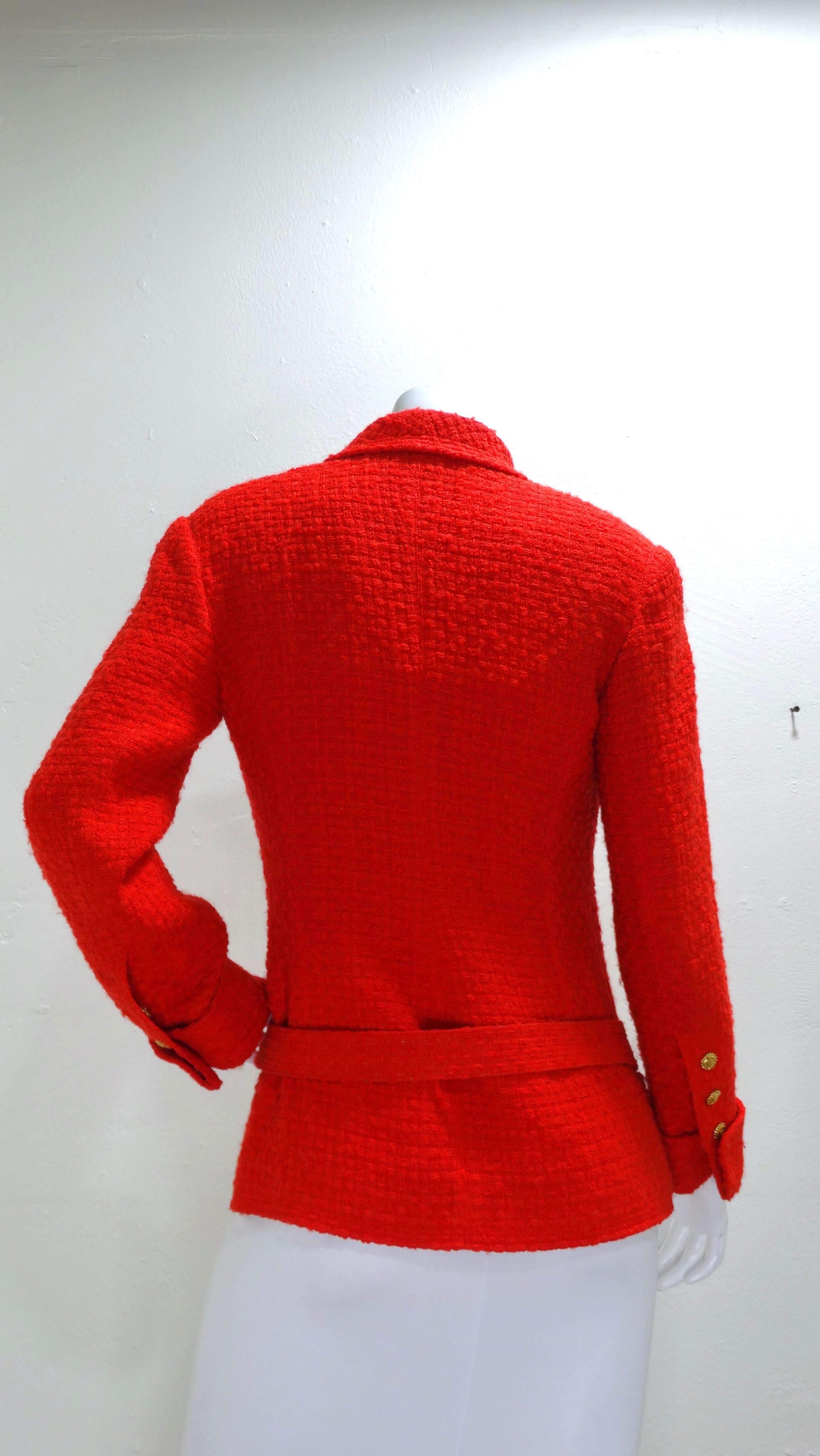 CHANEL 1980's Lipstick Red Boucle Wool Blazer 3