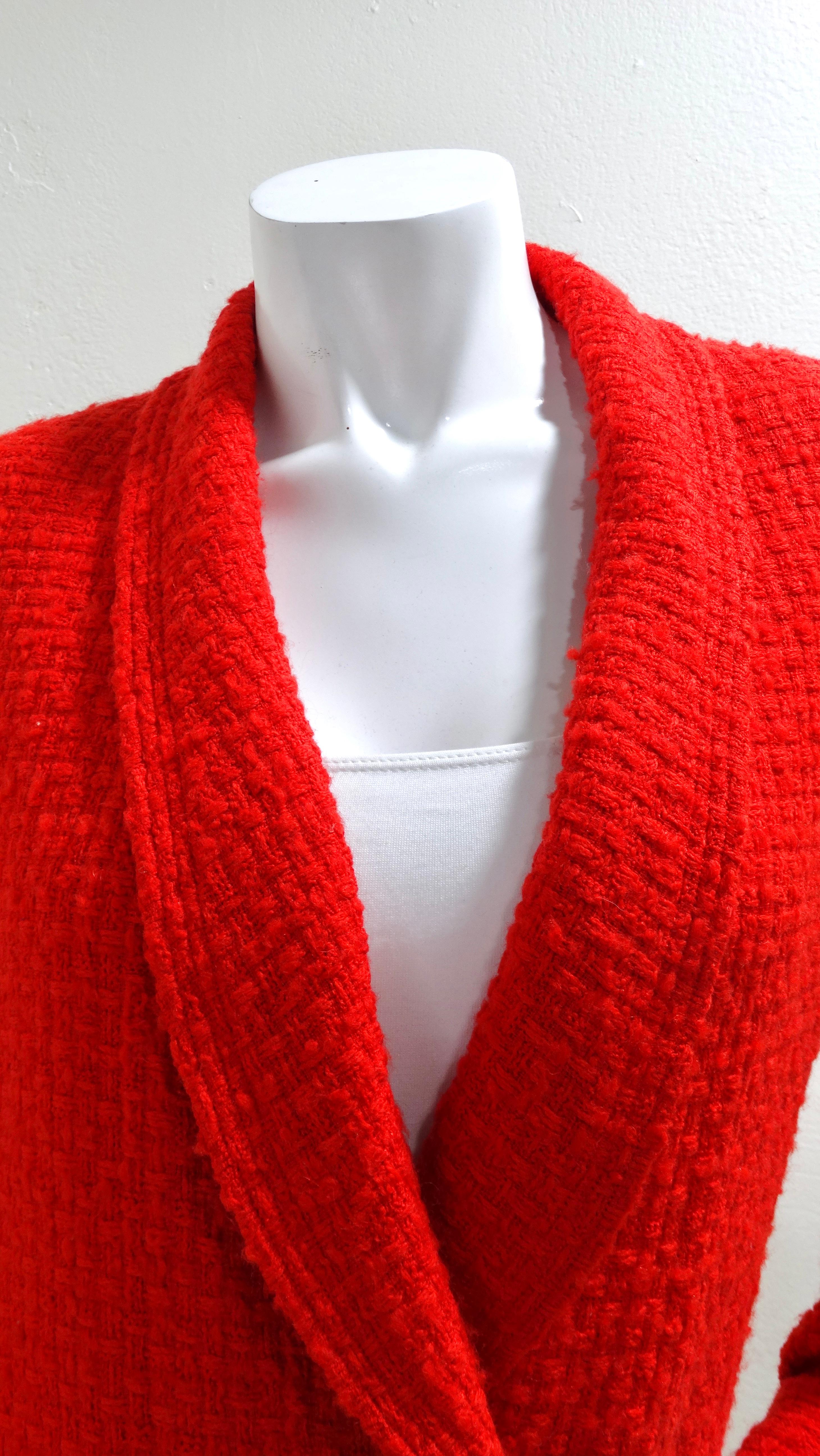 CHANEL 1980's Lipstick Red Boucle Wool Blazer In Good Condition In Scottsdale, AZ