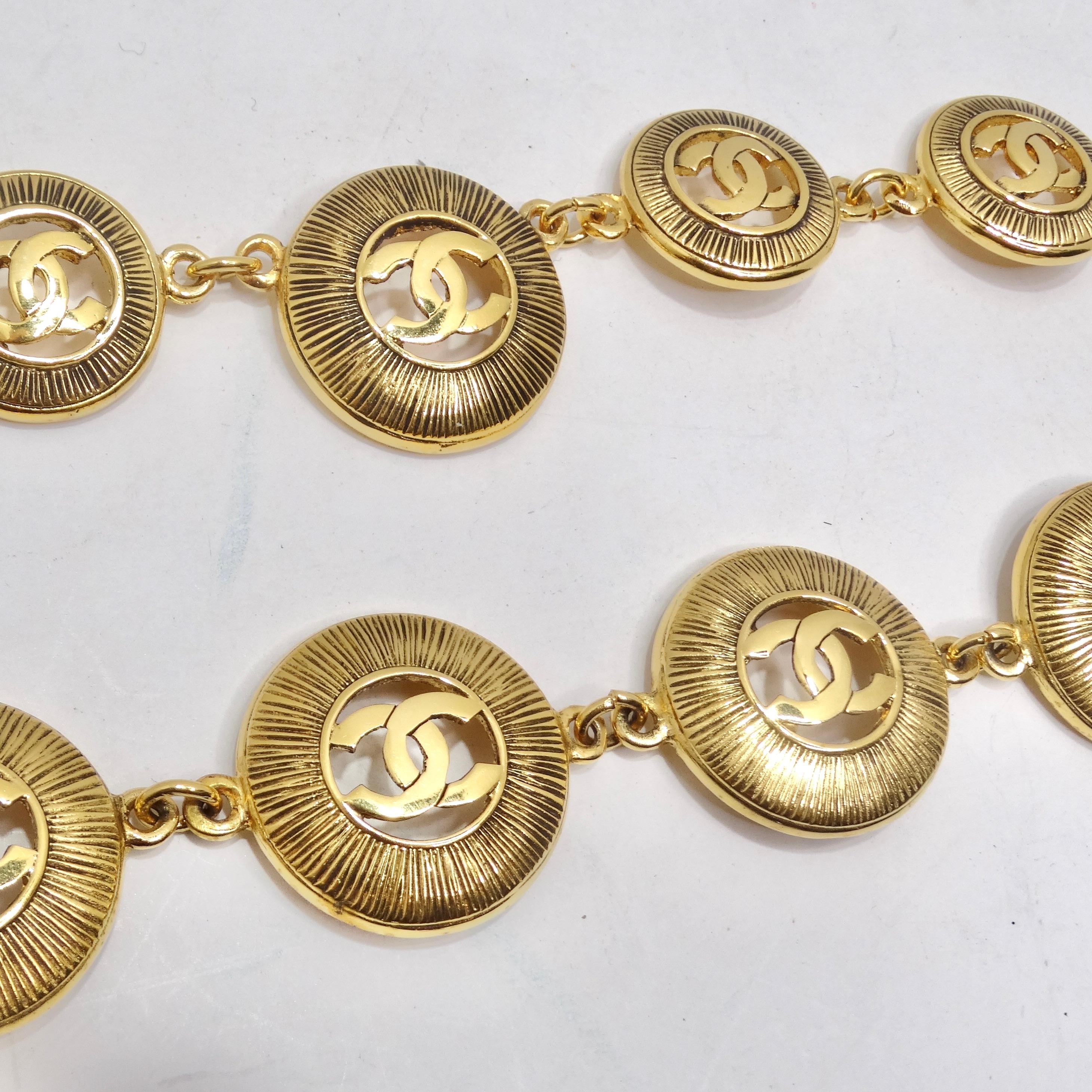 Chanel 1980s Logo Medallion Charm Necklace and Bracelet Set In Excellent Condition For Sale In Scottsdale, AZ