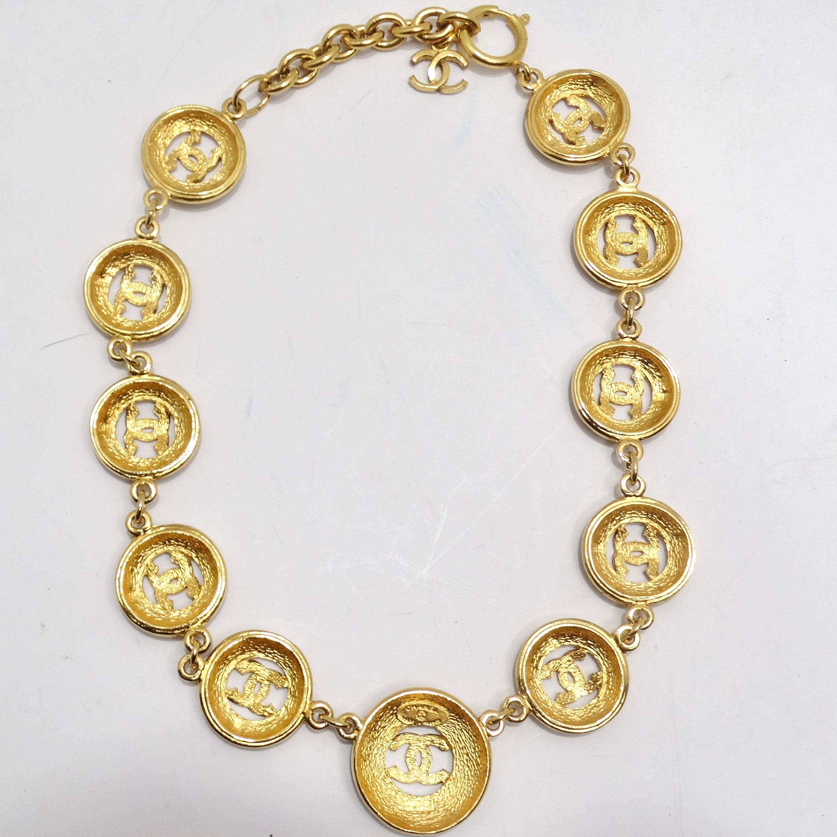 Chanel 1980s Logo Medallion Necklace For Sale 1