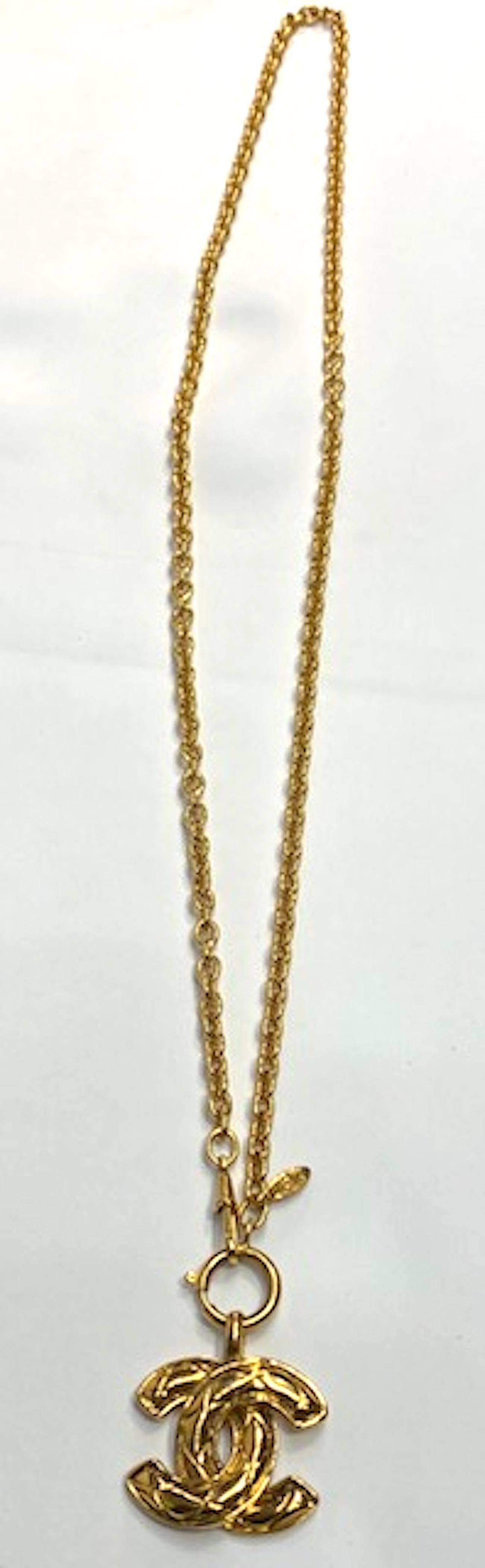 Women's or Men's Chanel 1980s Long CC Logo Pendant Necklace