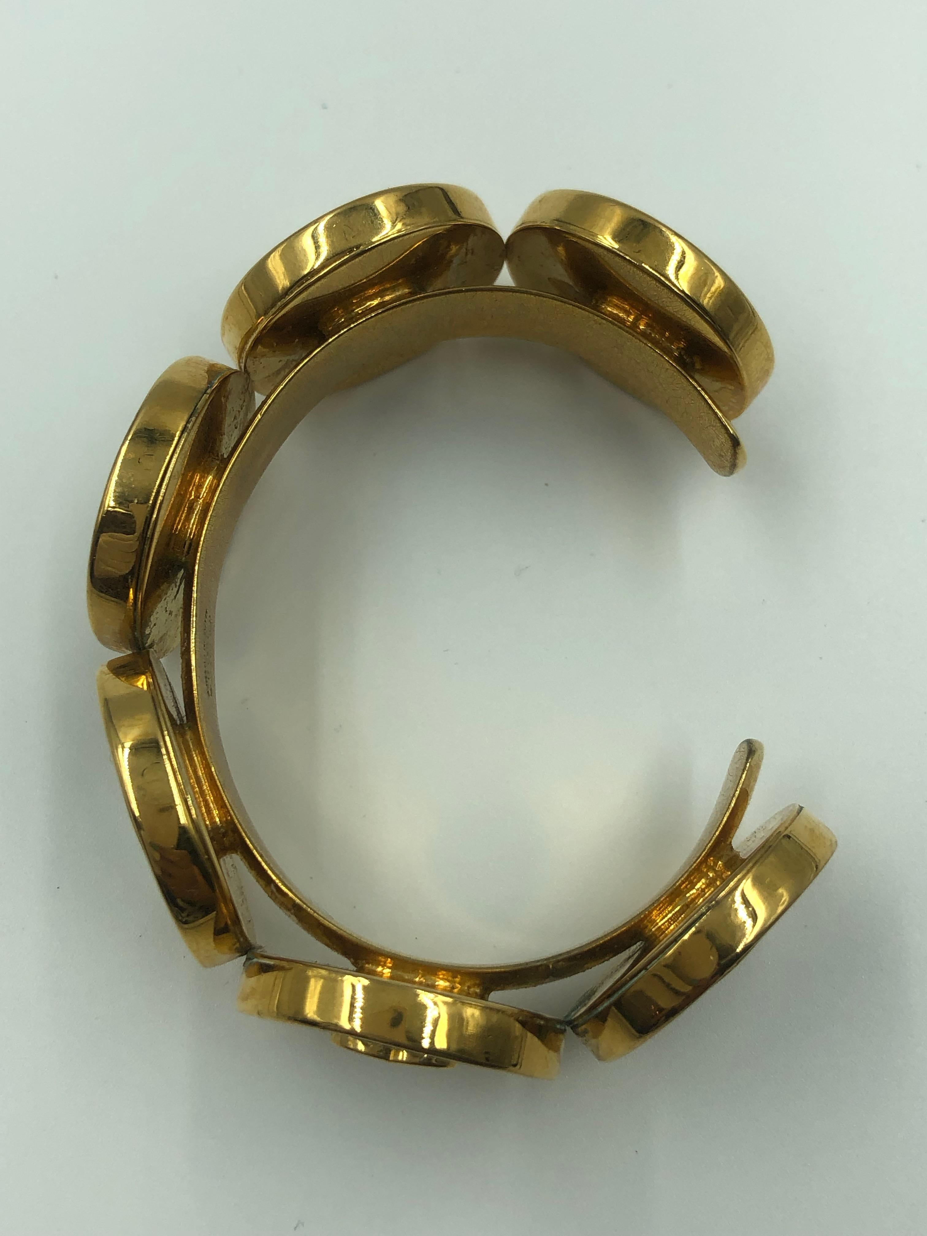 Chanel 1980's Mother of Pearl & Gold Tone Cuff Bracelet 3