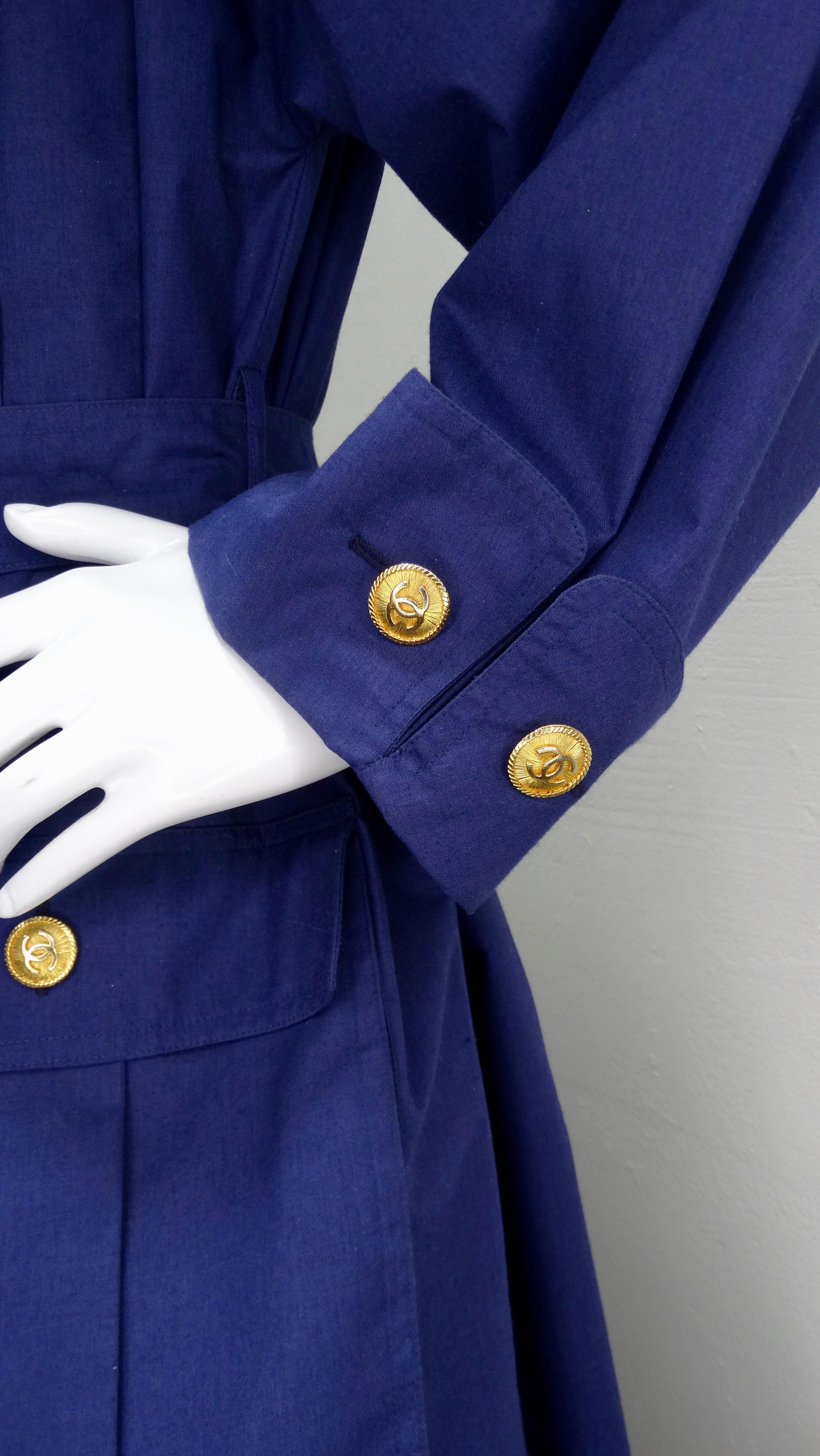 Chanel 1980s Navy Blue Trench Coat  6