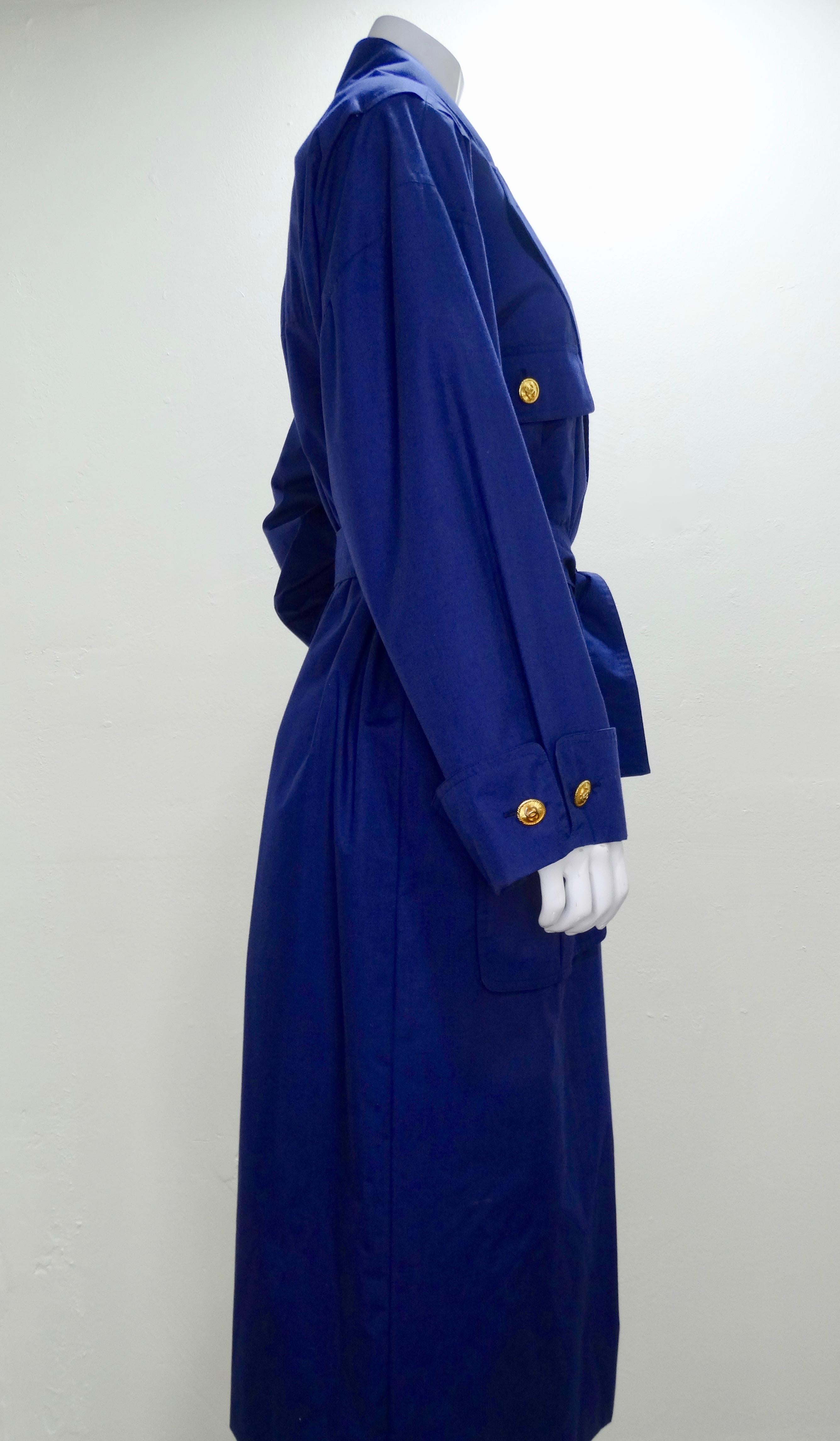 Chanel 1980s Navy Blue Trench Coat  7