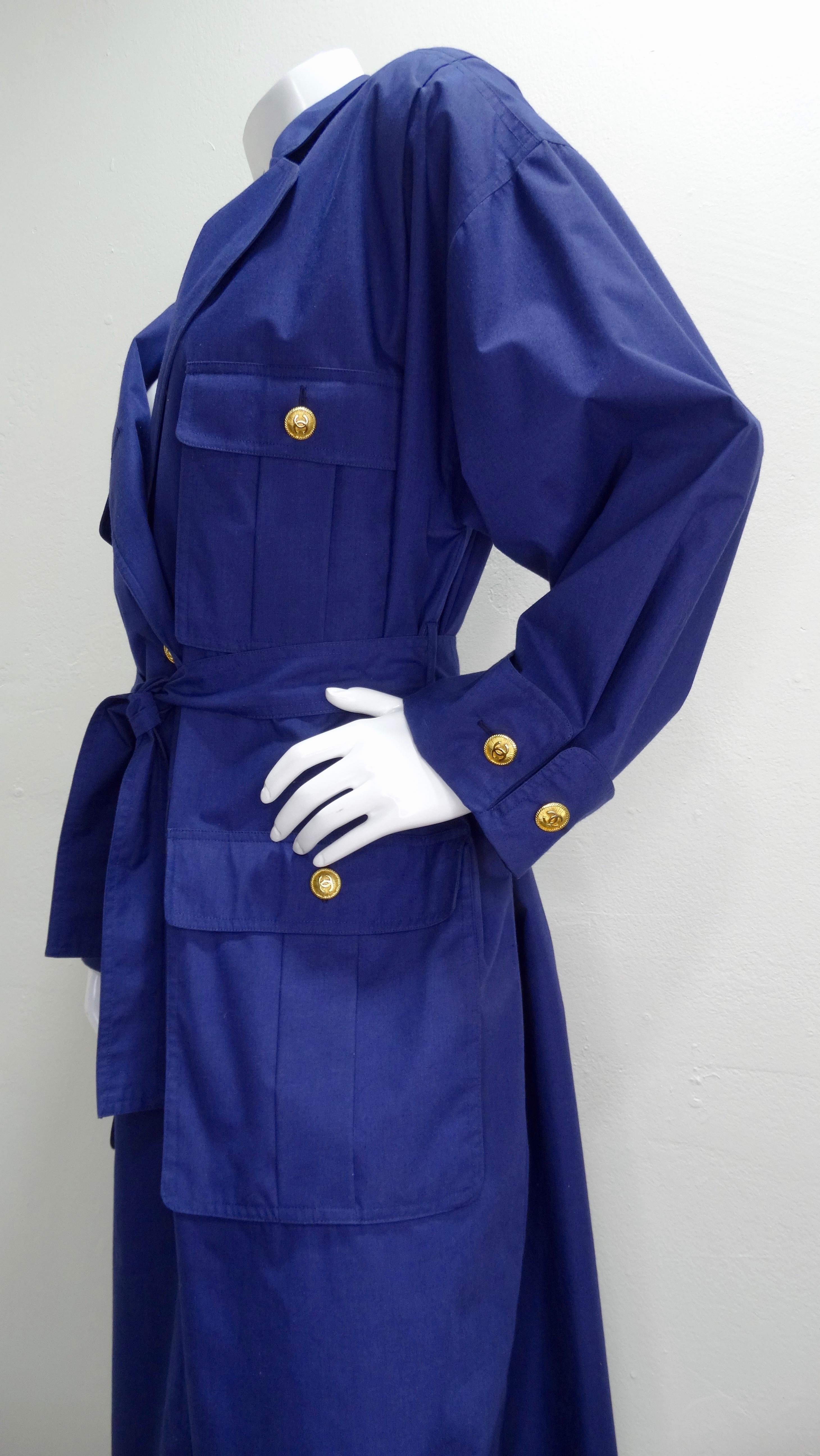 Chanel 1980s Navy Blue Trench Coat  9