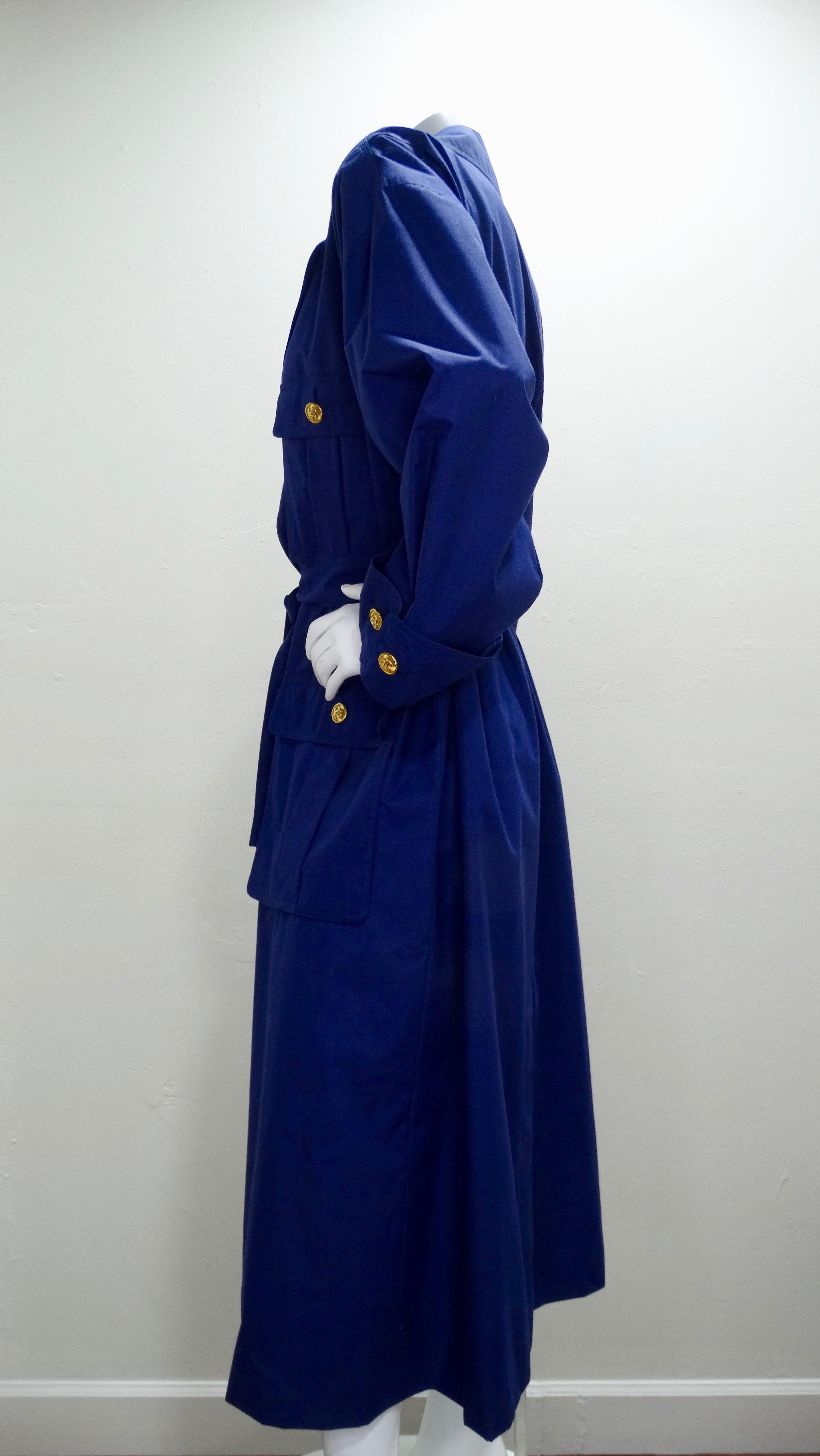 Chanel 1980s Navy Blue Trench Coat  2