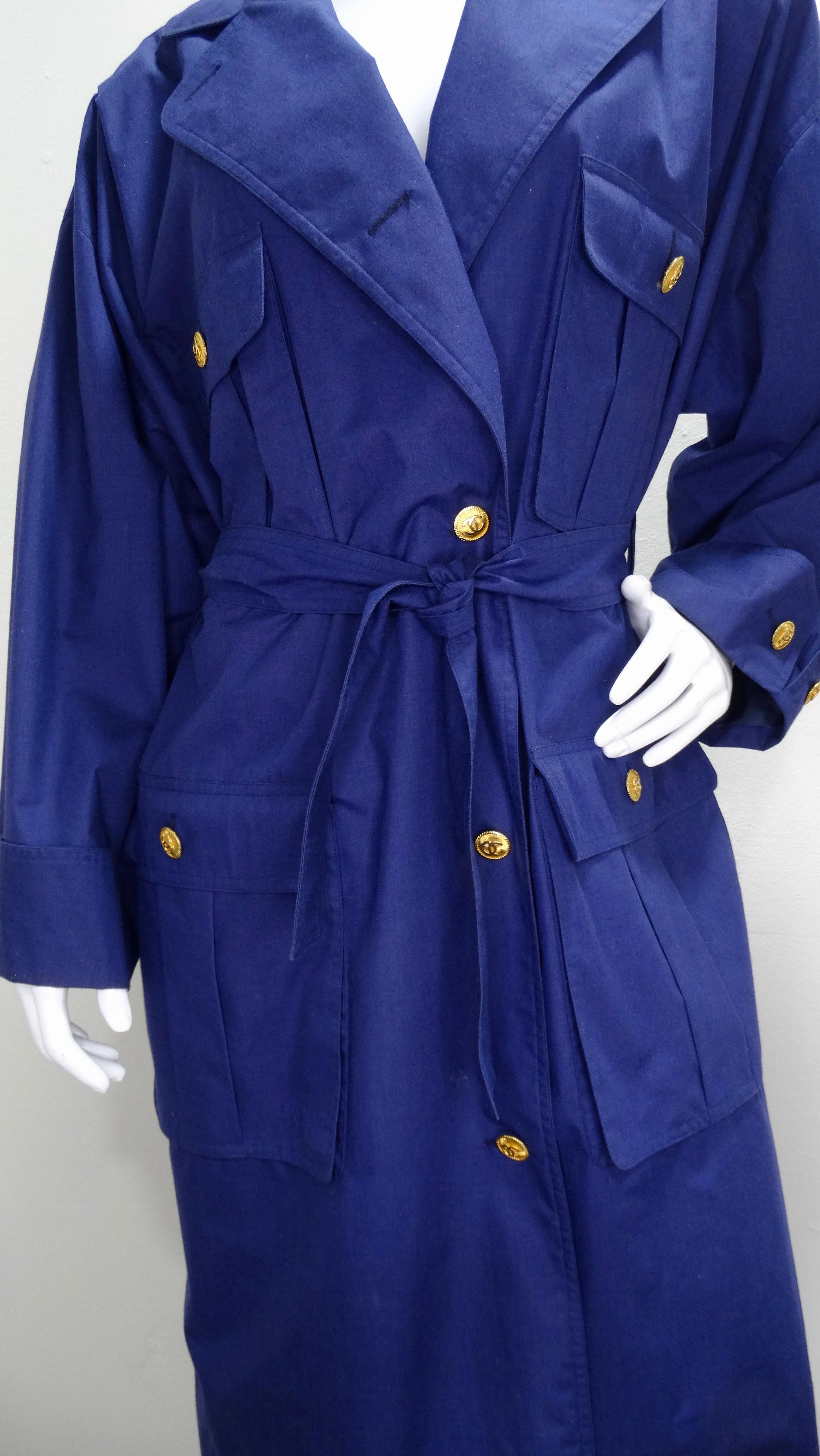 Chanel 1980s Navy Blue Trench Coat  4