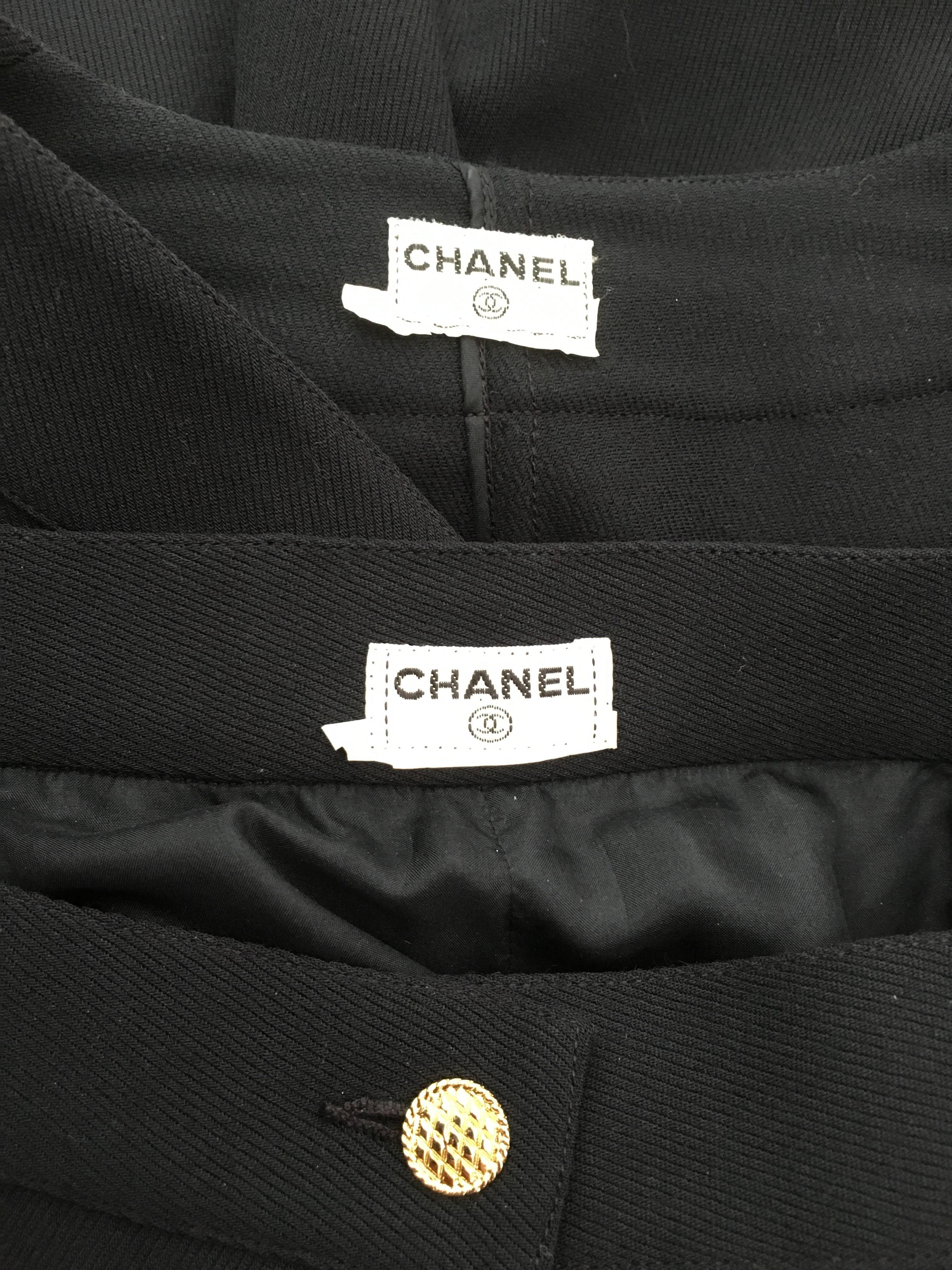 Chanel 1980s Navy Gabardine Wool Pant Suit Size 4.  For Sale 4