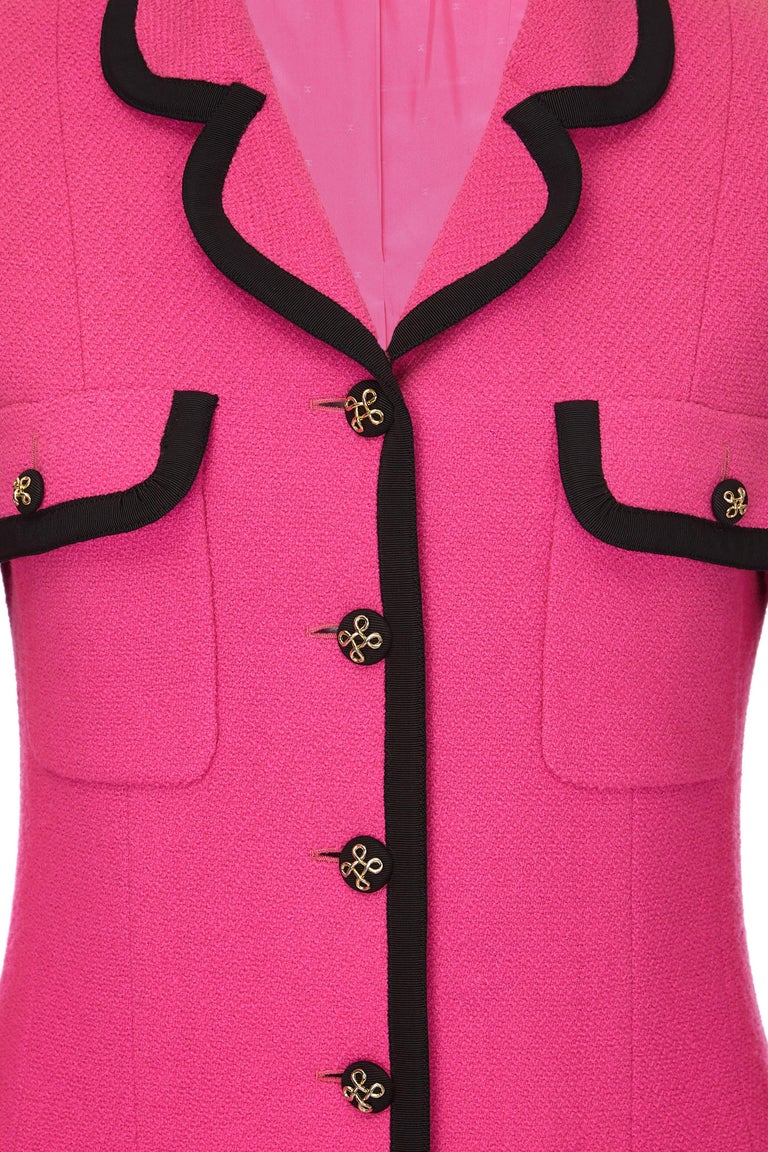 Chanel 1980s or early 1990s Fuschia Pink Wool Skirt Jacket Suit at ...