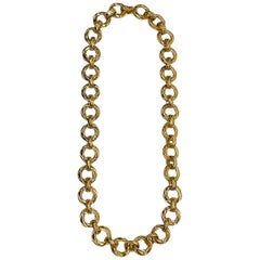 Chanel 1980s Round Quilt Link Chain Necklace