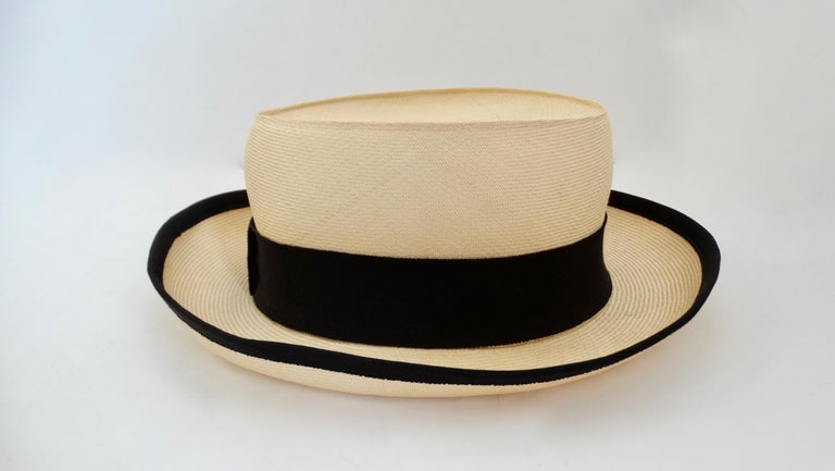 Chanel 1980s Straw Boater Hat at 1stDibs