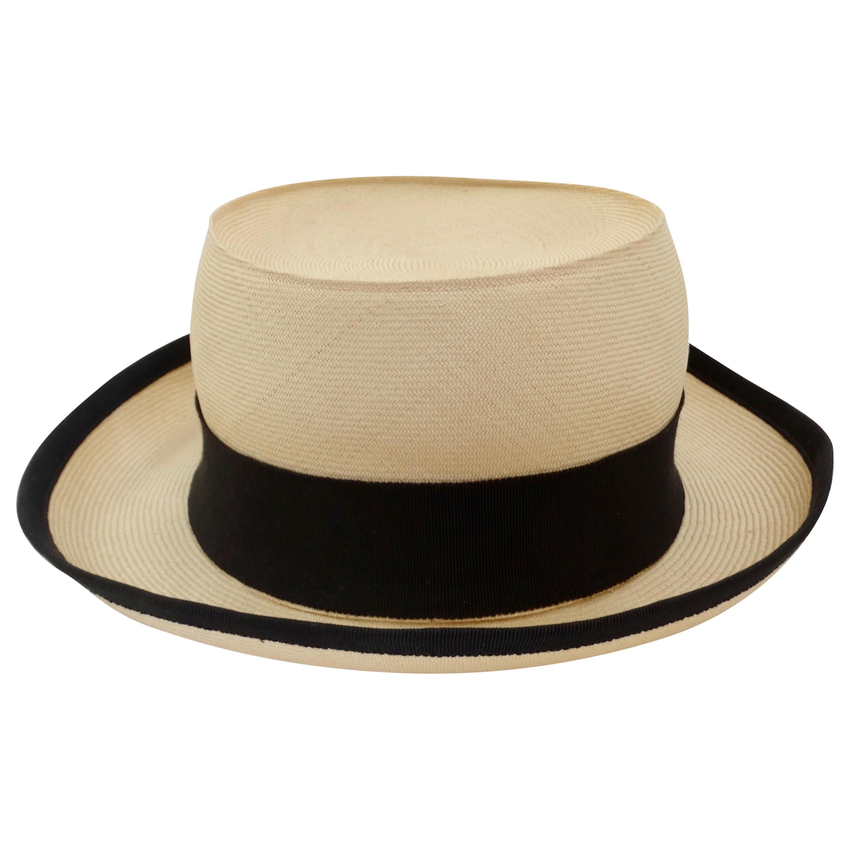 Chanel 1980s Straw Boater Hat at 1stDibs