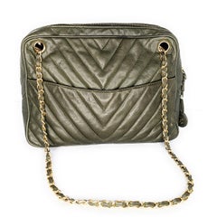 Chanel 1980’s Vintage Chevron Shoulder Camera Bag