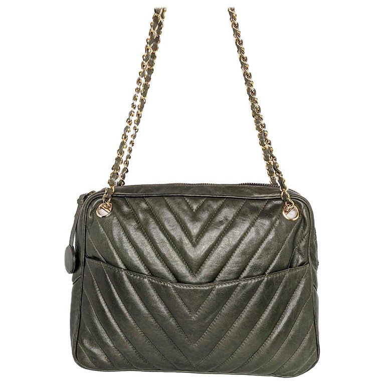 Chanel 1980’s Vintage Chevron Shoulder Camera Bag at 1stDibs