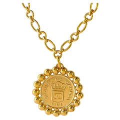 Chanel 1980s Vintage Heraldic Large Medallion Pendant Necklace 65680