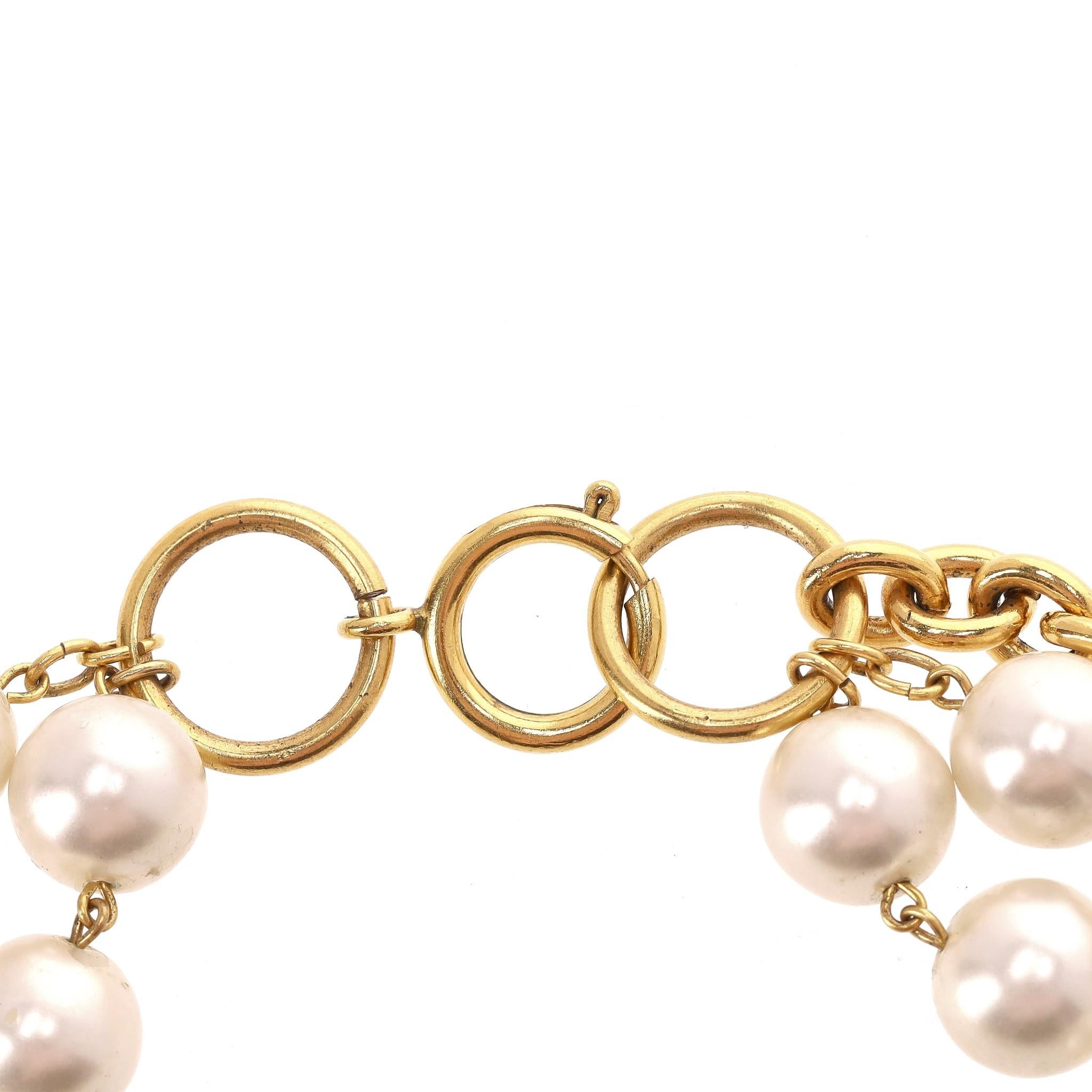 Chanel 1980's Vintage Pearl & 24k Gold Plated Necklace 1