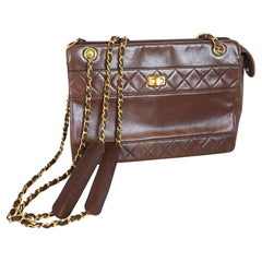 Chanel 1980s Vintage quilted handbag and purse in caramel leather