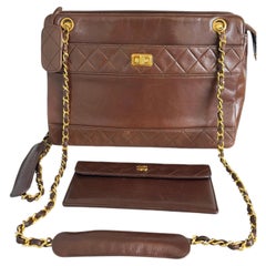 Chanel 1980s Vintage quilted handbag and purse in caramel leather