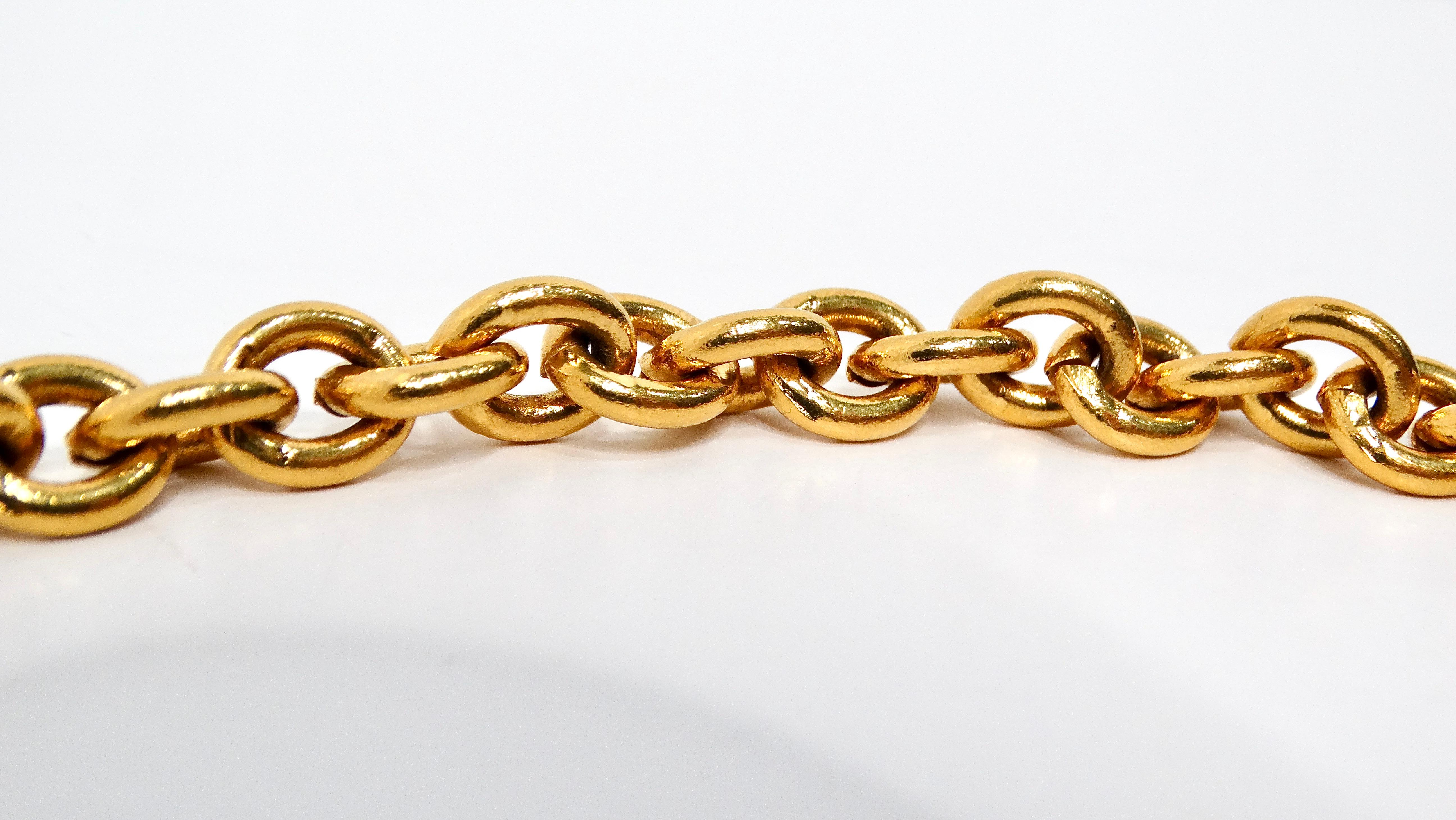 Chanel 1980s Yellow Gold-Tone CC Logo Triple Chain Belt In Good Condition In Scottsdale, AZ