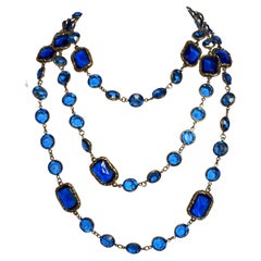 Chanel 1981 Vintage Blue Crystal Chicklet Sautoir