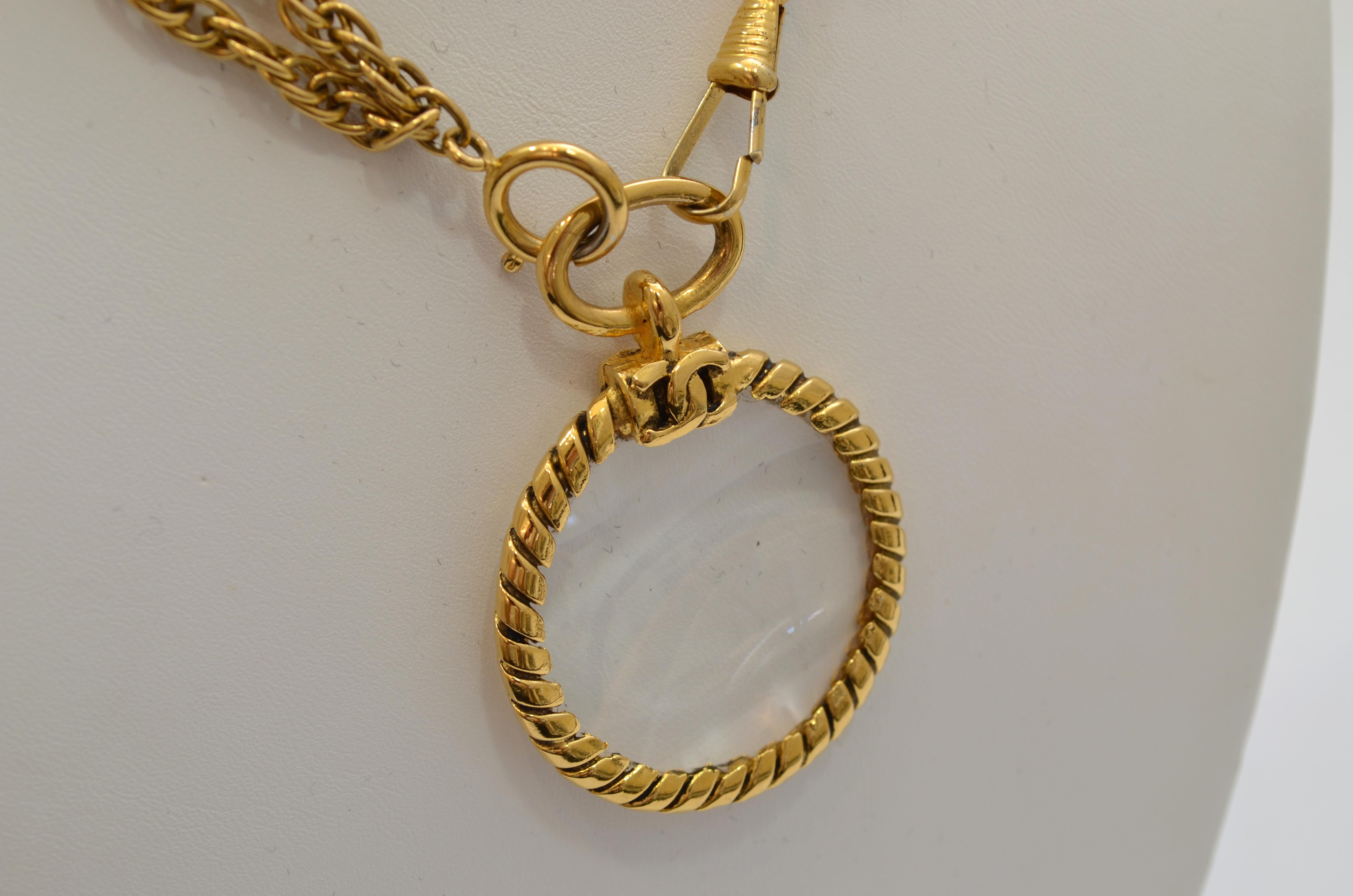 Aesthetic Movement Chanel 1983 Vintage Magnifying Glass Chain Necklace