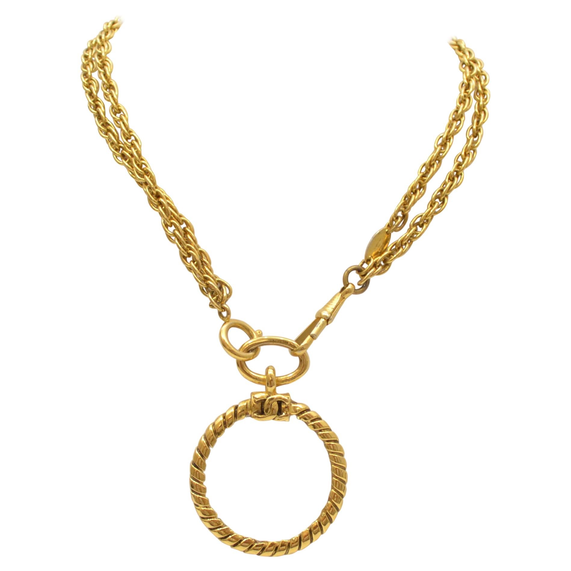 Chanel 1983 Vintage Magnifying Glass Chain Necklace