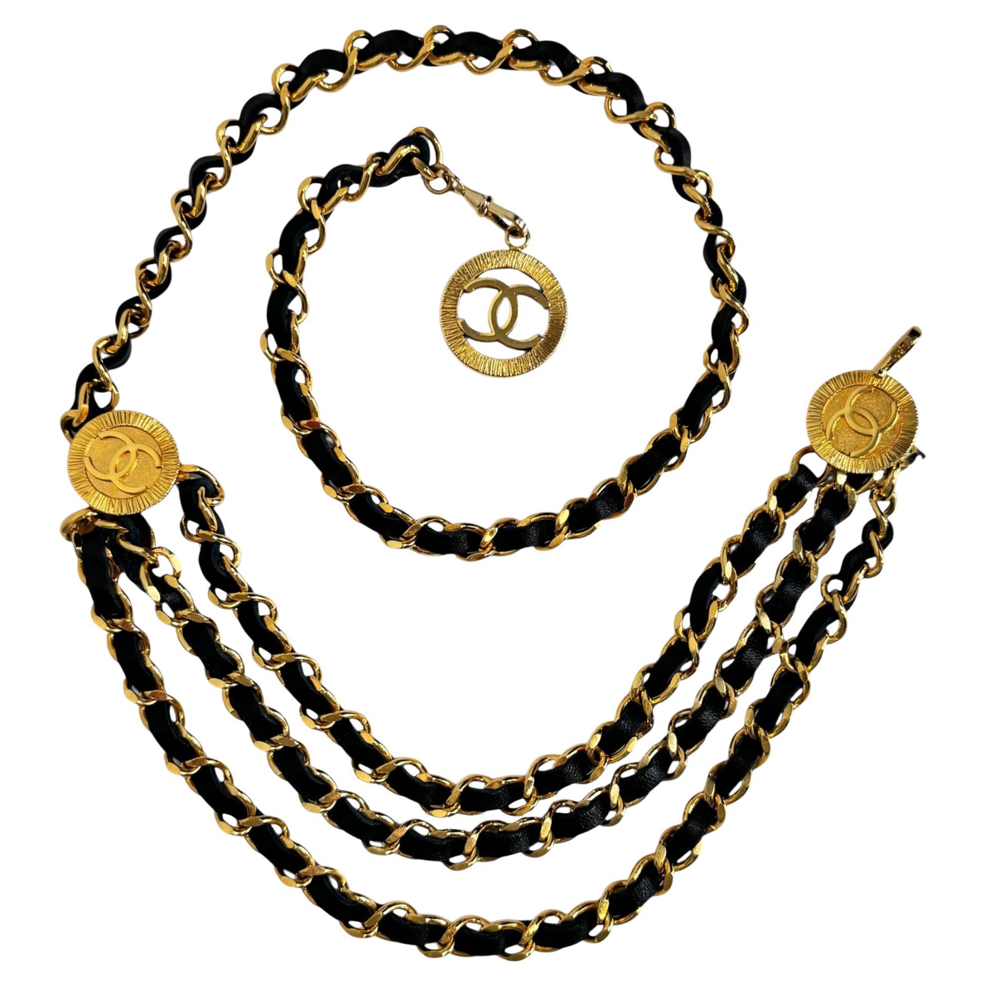 Cintura in pelle con catena Chanel 1984
