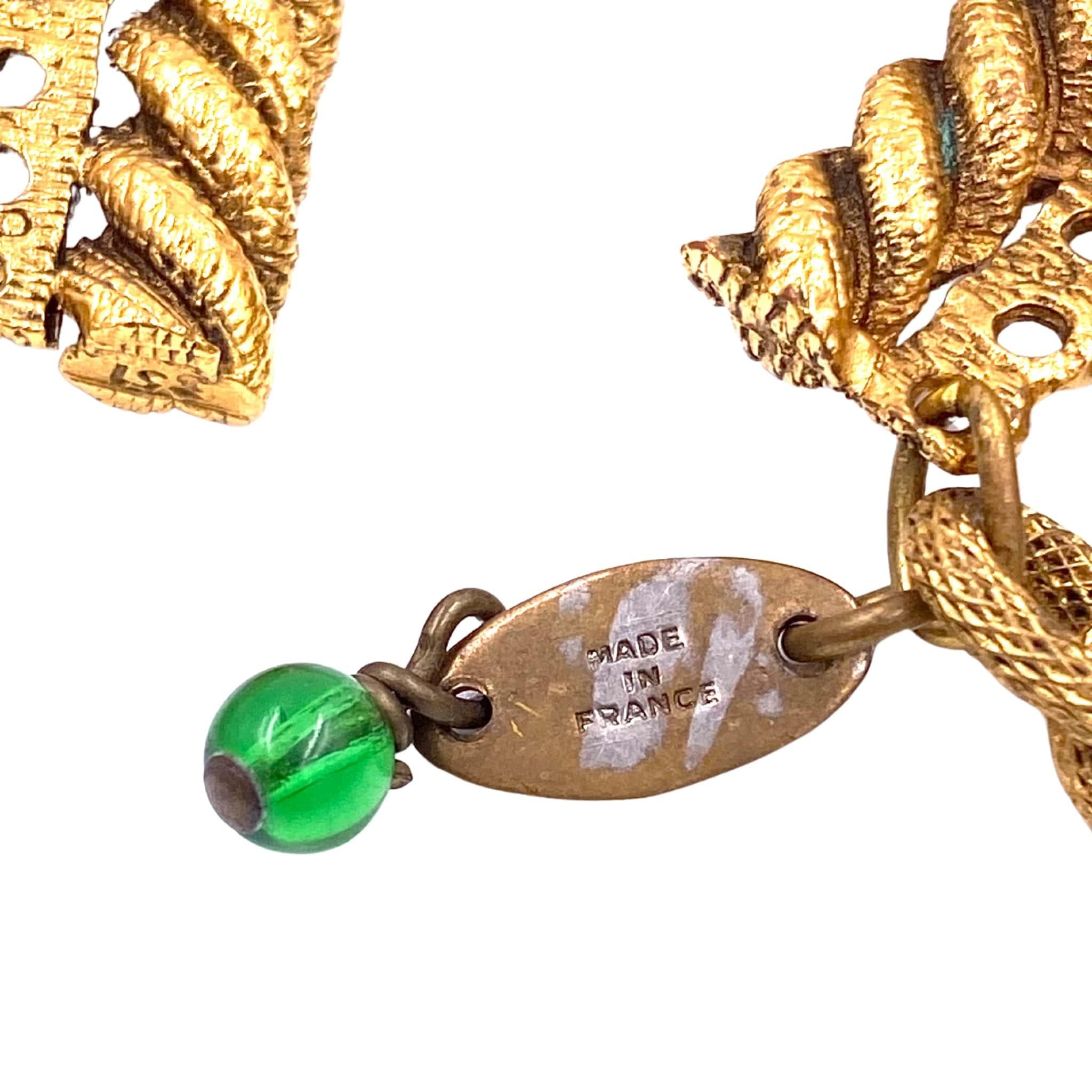 Chanel 1984 Multi Chain with Gripoix Purple/Green Stones Necklace In Excellent Condition For Sale In Los Angeles, CA
