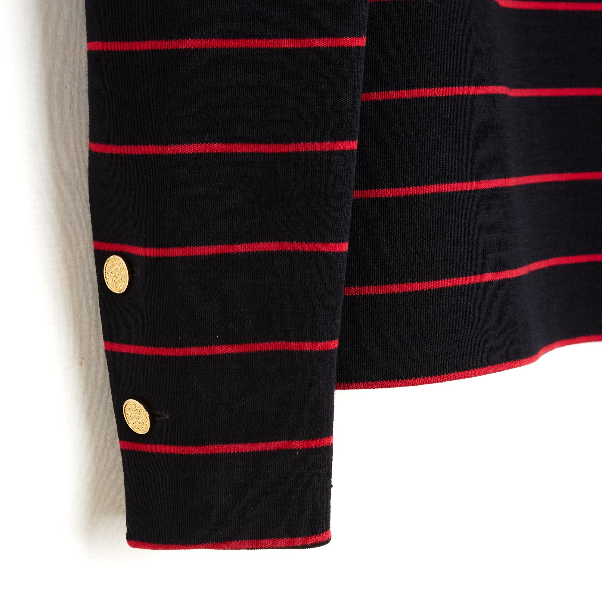 Women's Chanel 1985s Pull Mariniere FR38 Black Red Striped Sailor Sweater UK10 US8 For Sale