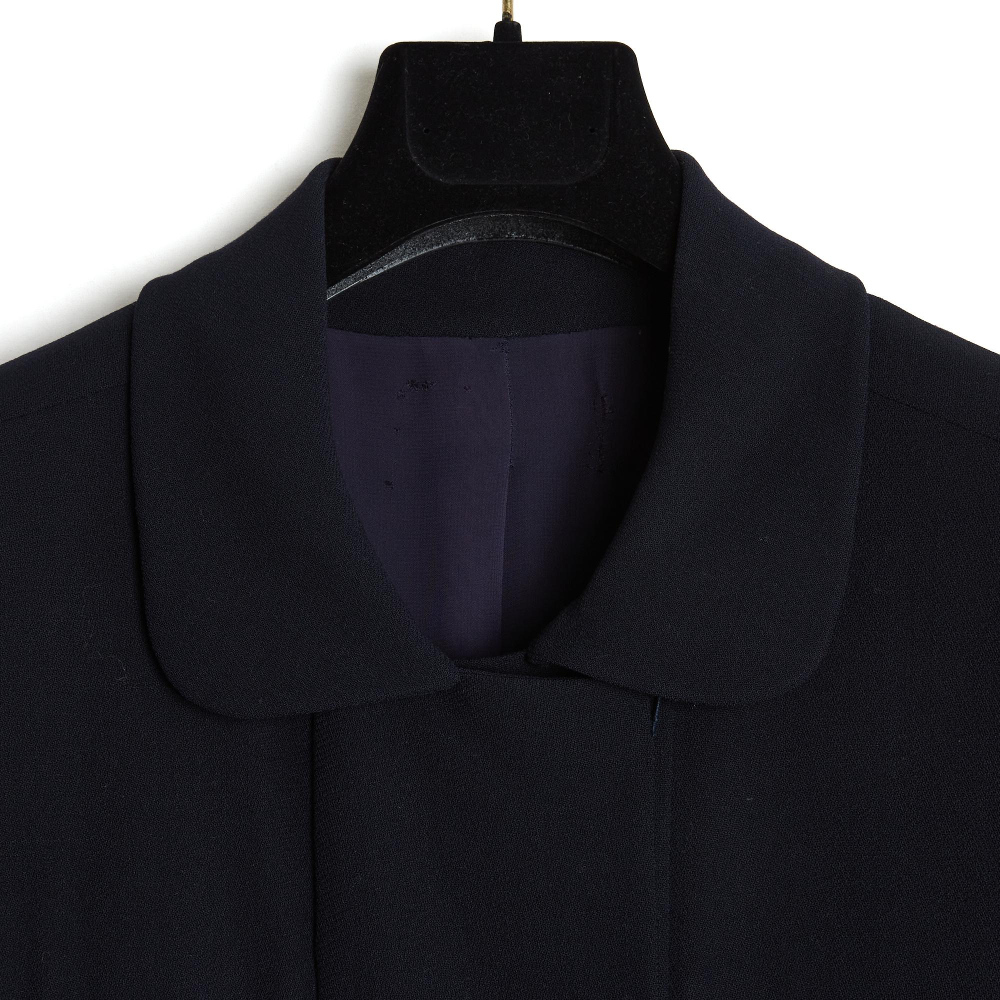 Chanel 1985s Robe Manteau FR38 Black Wool Dress Trench Coat UK10 US8 Rare For Sale 1