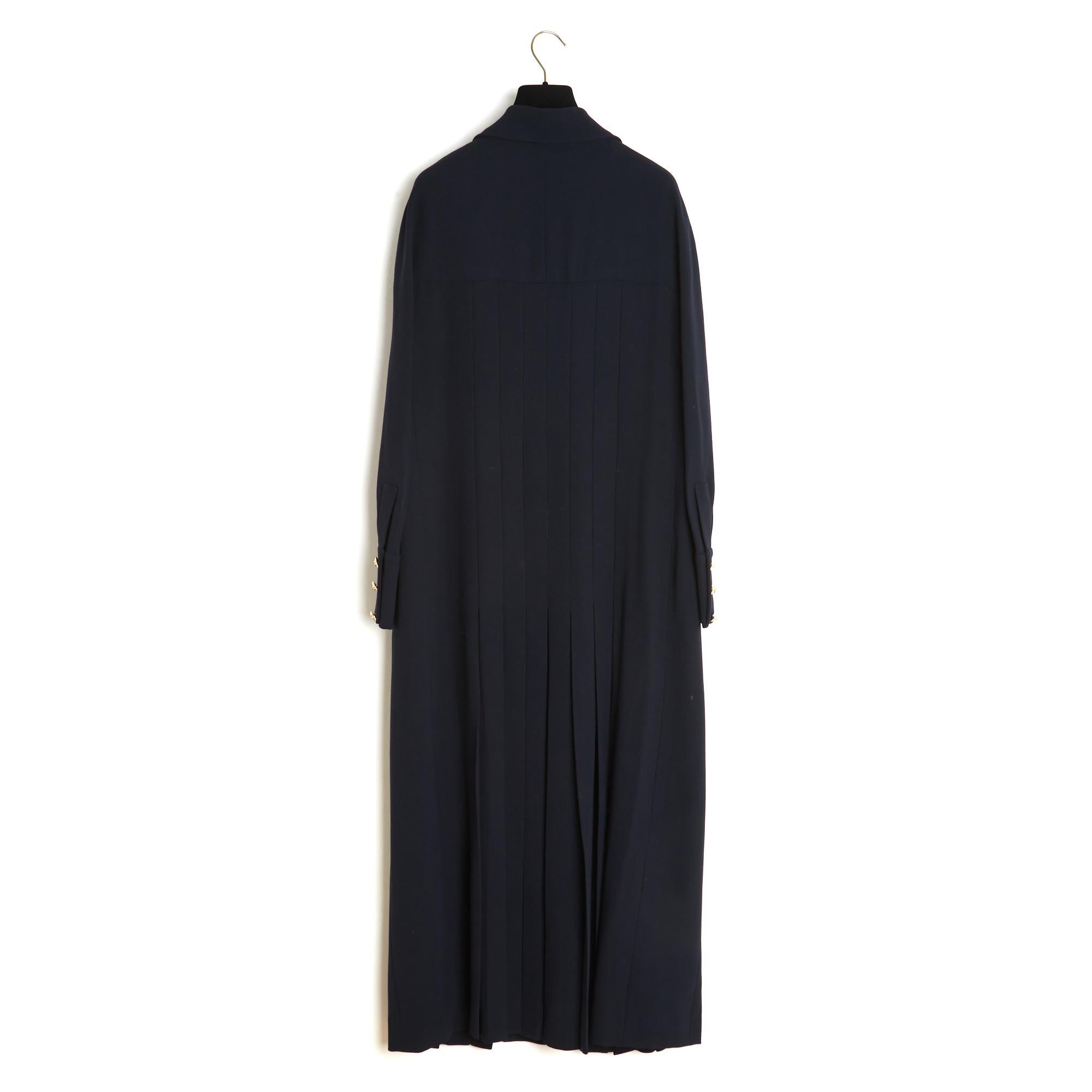 Chanel 1985s Robe Manteau FR38 Black Wool Dress Trench Coat UK10 US8 Rare For Sale 5