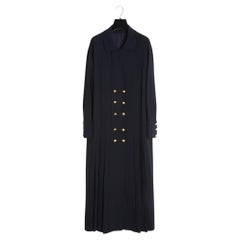 Chanel 1985s Robe Manteau FR38 Black Wool Dress Trench Coat UK10 US8 Rare