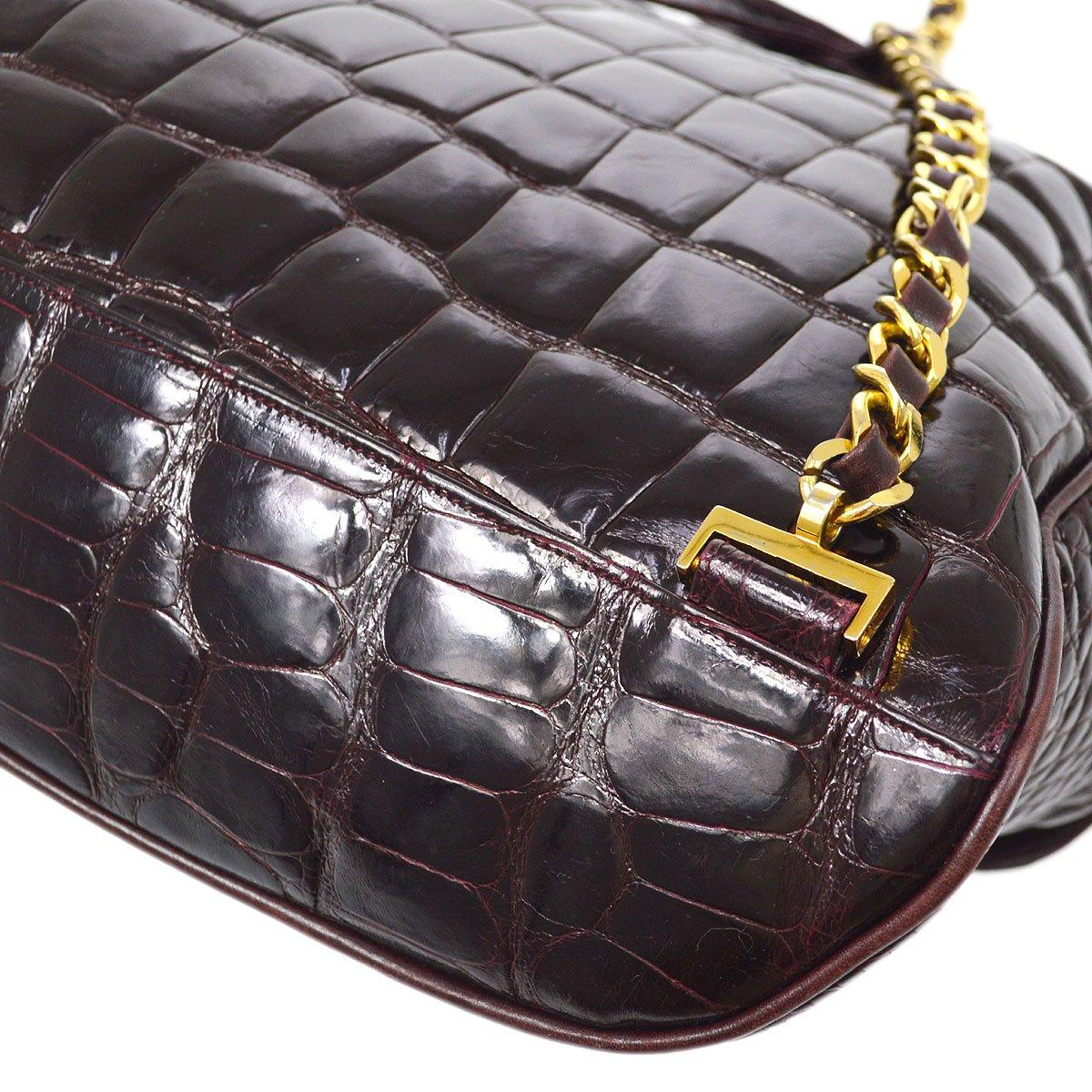 Chanel 1986-1988 Backpack Bordeaux Crocodile In Good Condition For Sale In London, GB