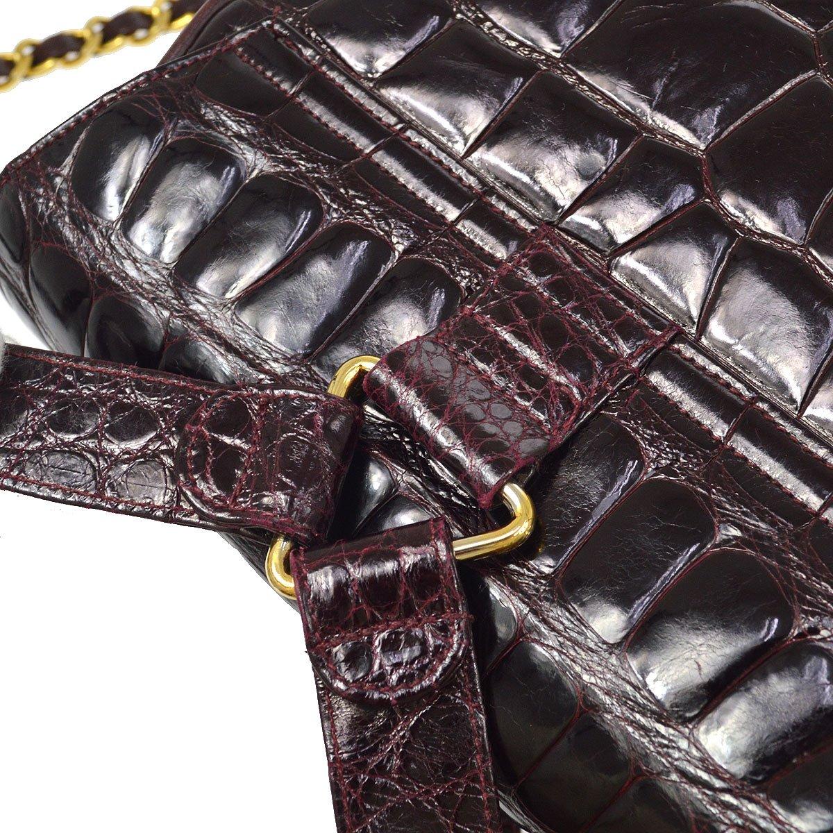 Chanel 1986-1988 Backpack Bordeaux Crocodile For Sale 1