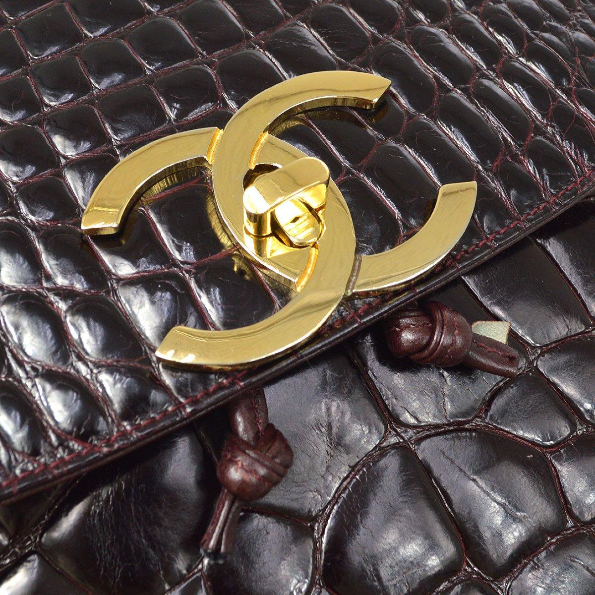 Chanel 1986-1988 Backpack Bordeaux Crocodile For Sale 2