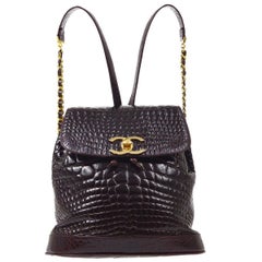 Chanel 1986-1988 Backpack Bordeaux Crocodile