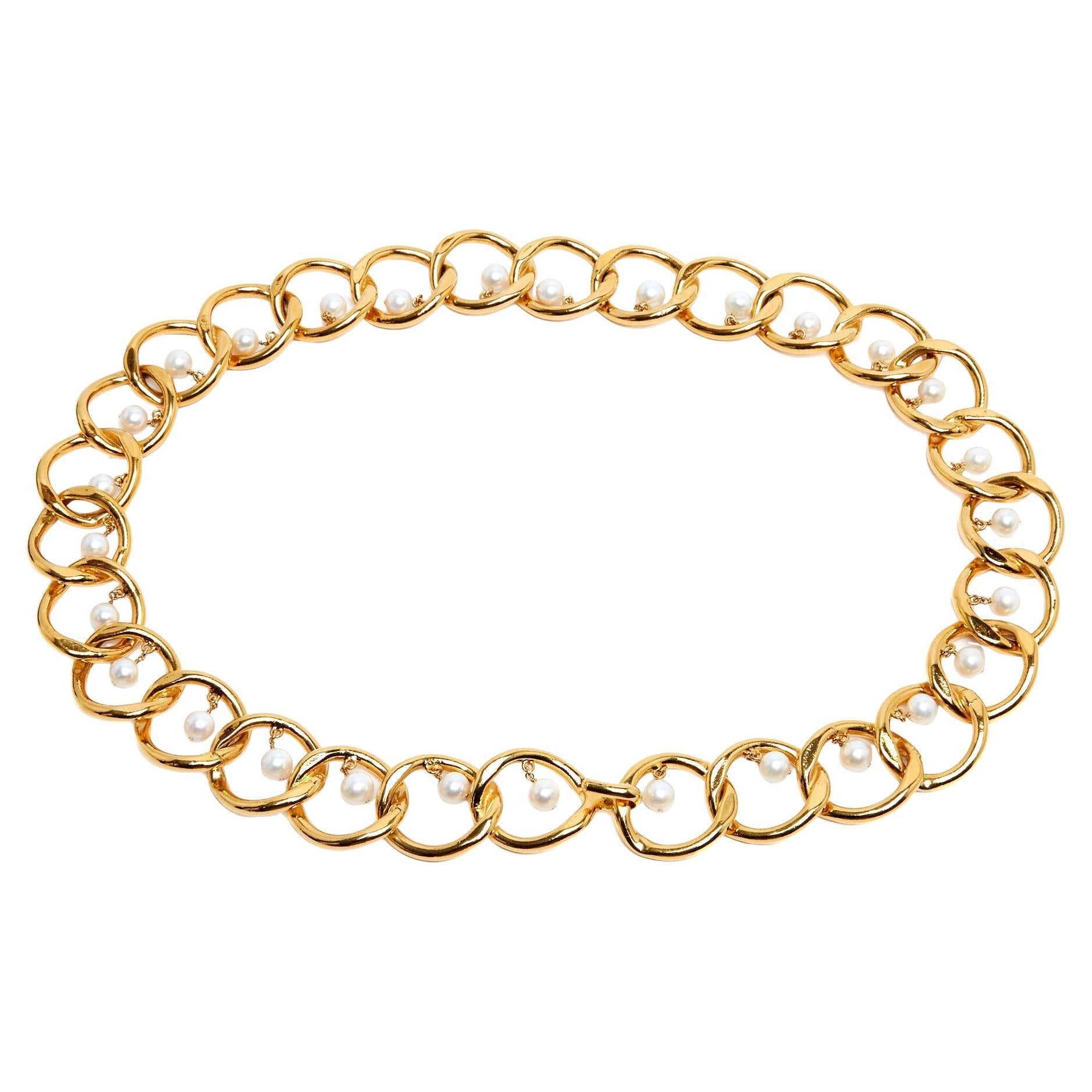 Chanel 1986 Ceinture Chaine Perles T70 a 85 Maxi Chain Pearl Belt 28 to 34 in