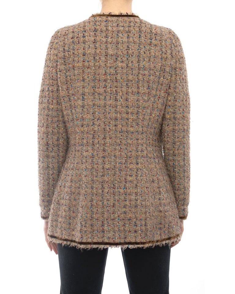 Chanel 1986 Vintage Brown Tweed Jacket with Gold CC Buttons - 42 / 10 ...