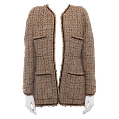 Chanel 1986 Vintage Brown Tweed Jacket with Gold CC Buttons - 42 / 10