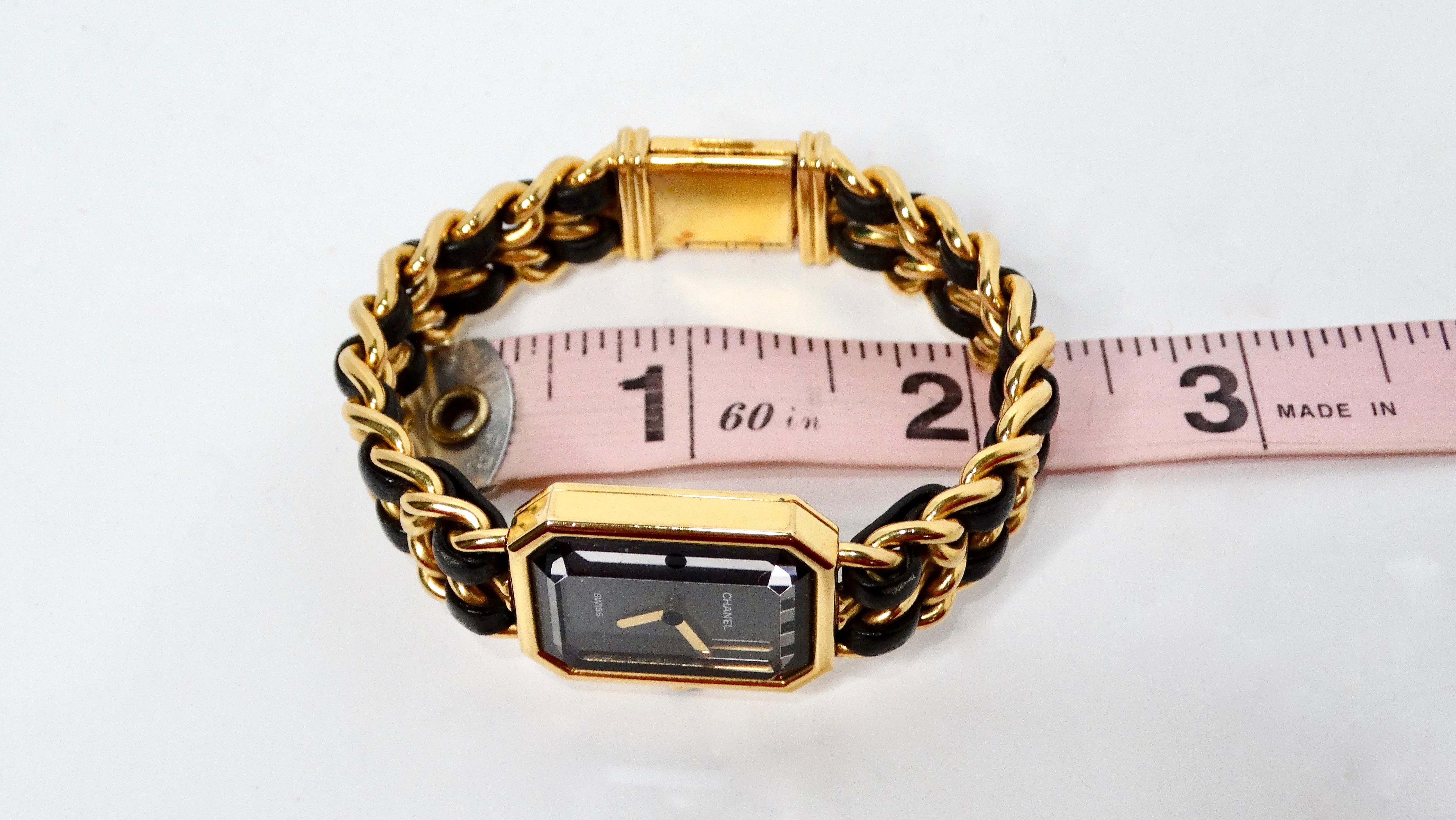 Chanel 1987 Premiere 20mm Rock Quartz & Gold-Plated Chain Wrist Watch For Sale 9