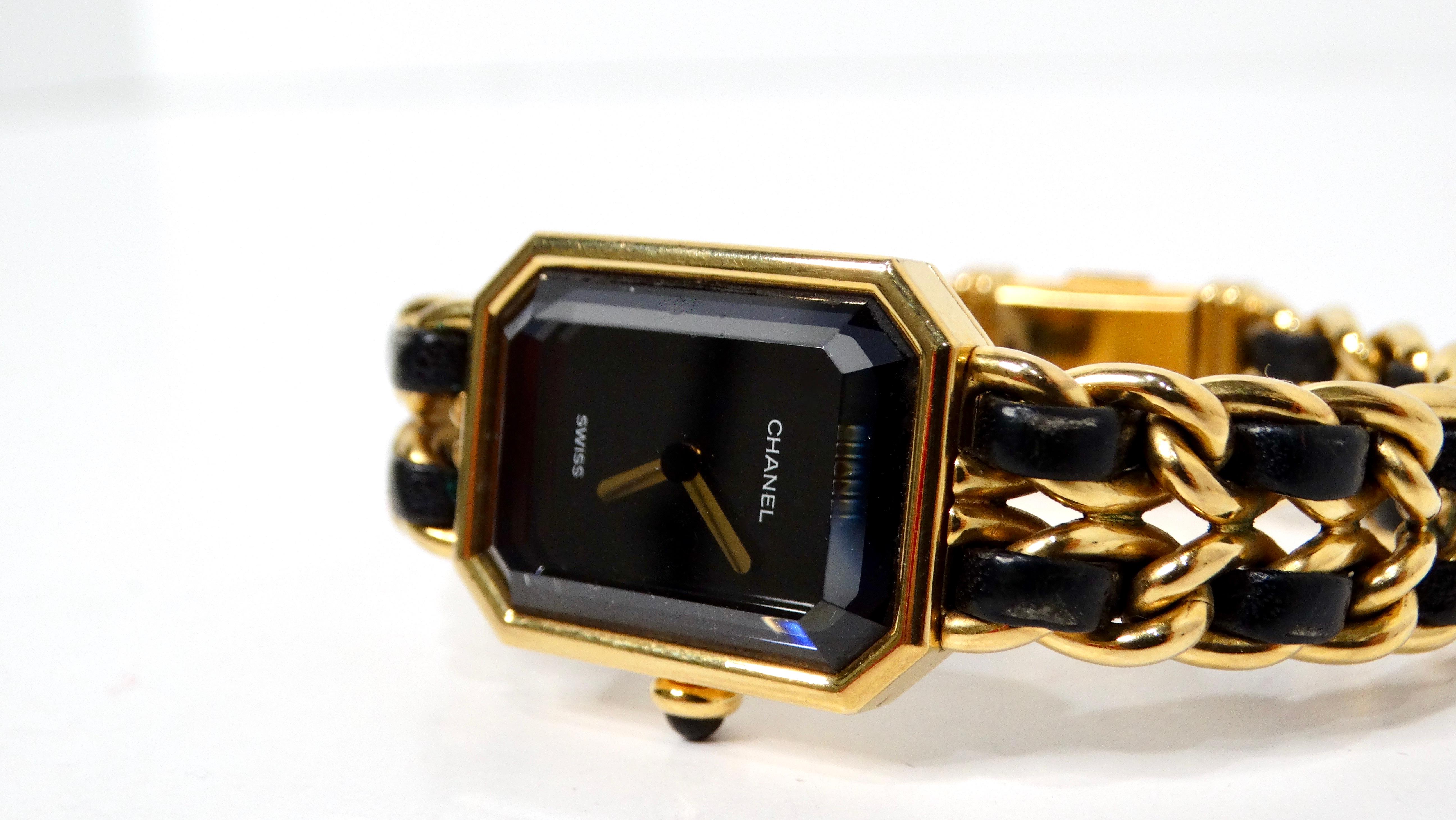Chanel 1987 Premiere 20mm Rock Quartz & Gold-Plated Chain Wrist Watch For Sale 2