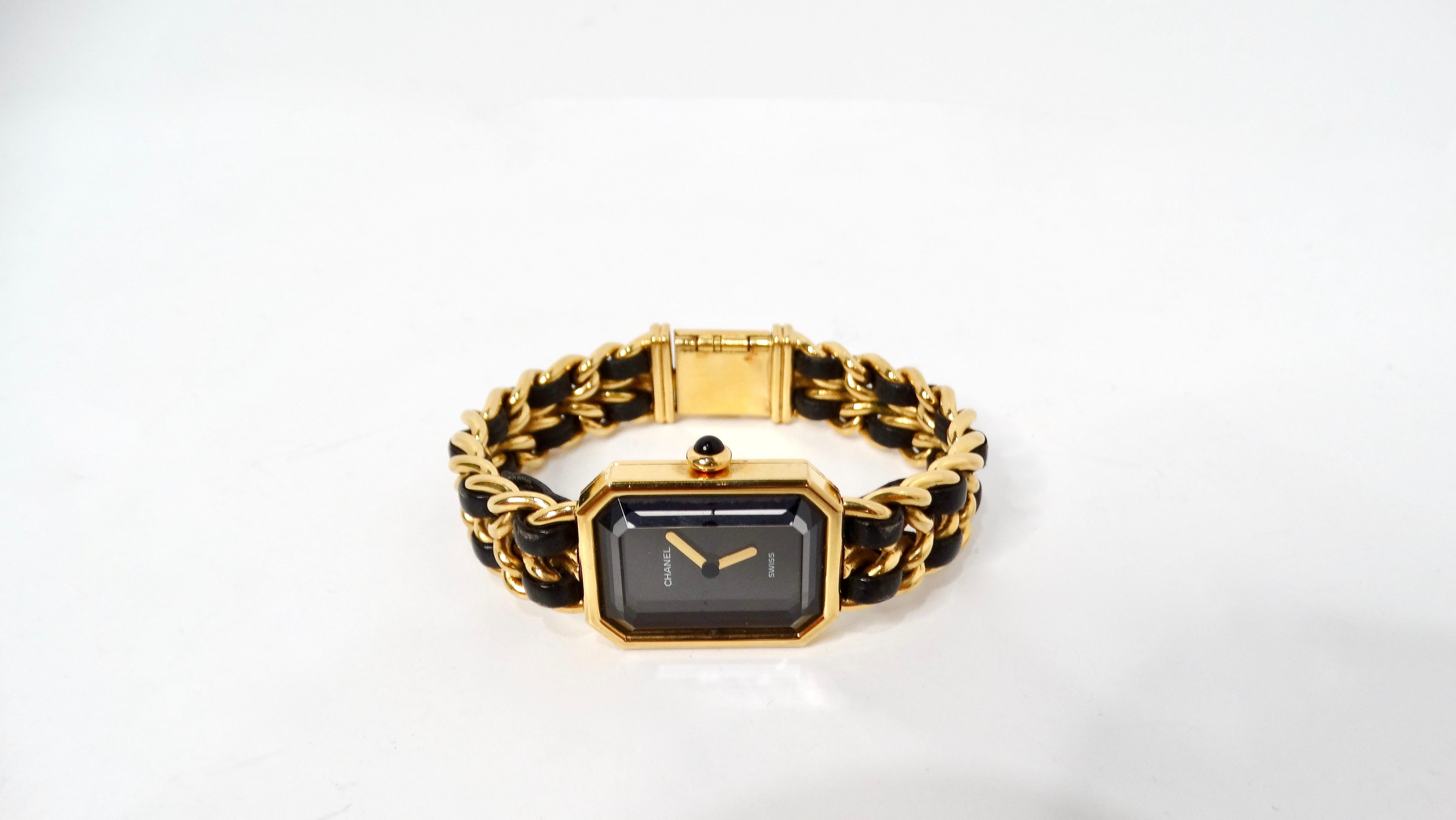 Chanel 1987 Premiere 20mm Rock Quartz & Gold-Plated Chain Wrist Watch For Sale 1