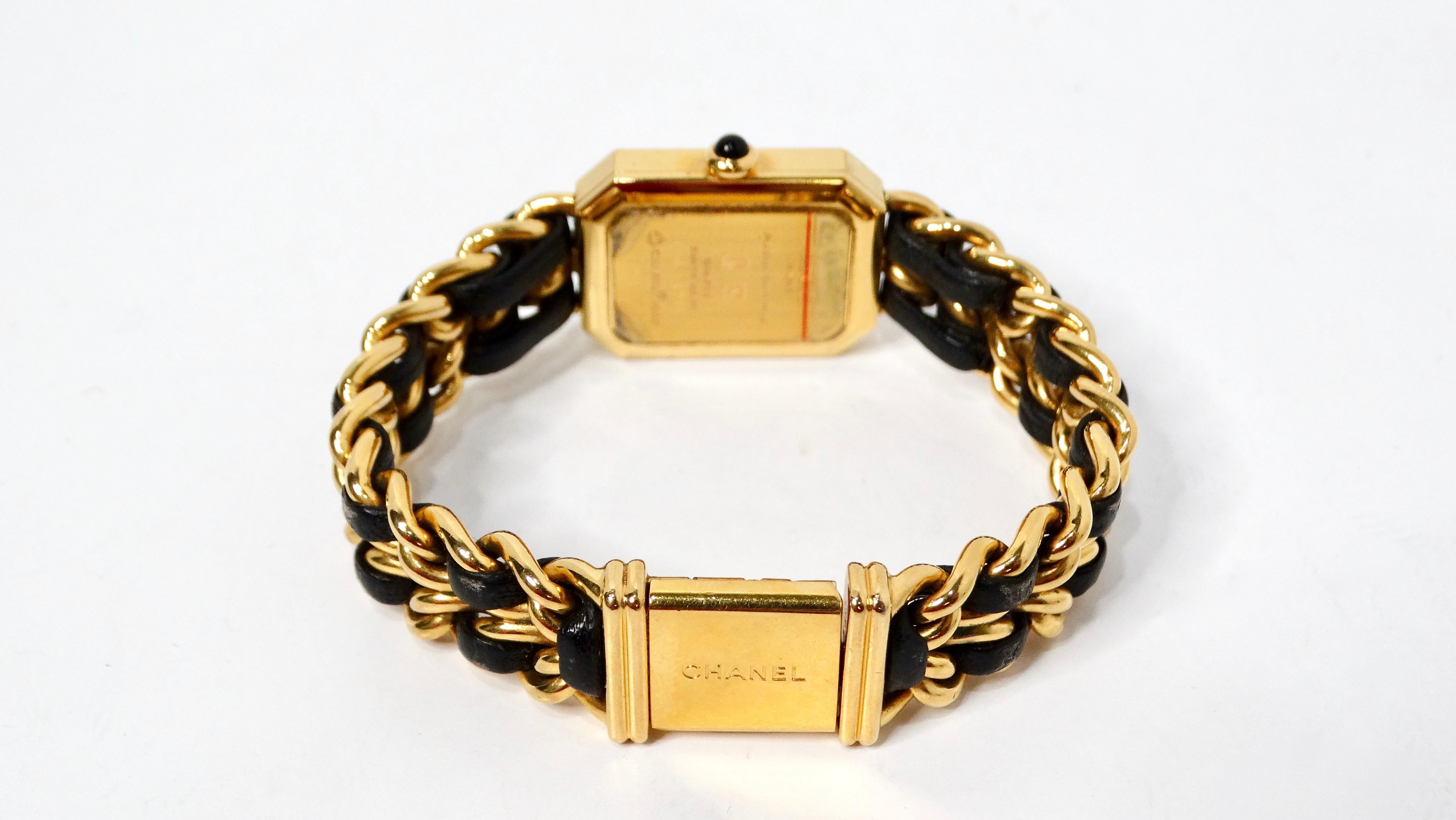 Chanel 1987 Premiere 20mm Rock Quartz & Gold-Plated Chain Wrist Watch For Sale 3