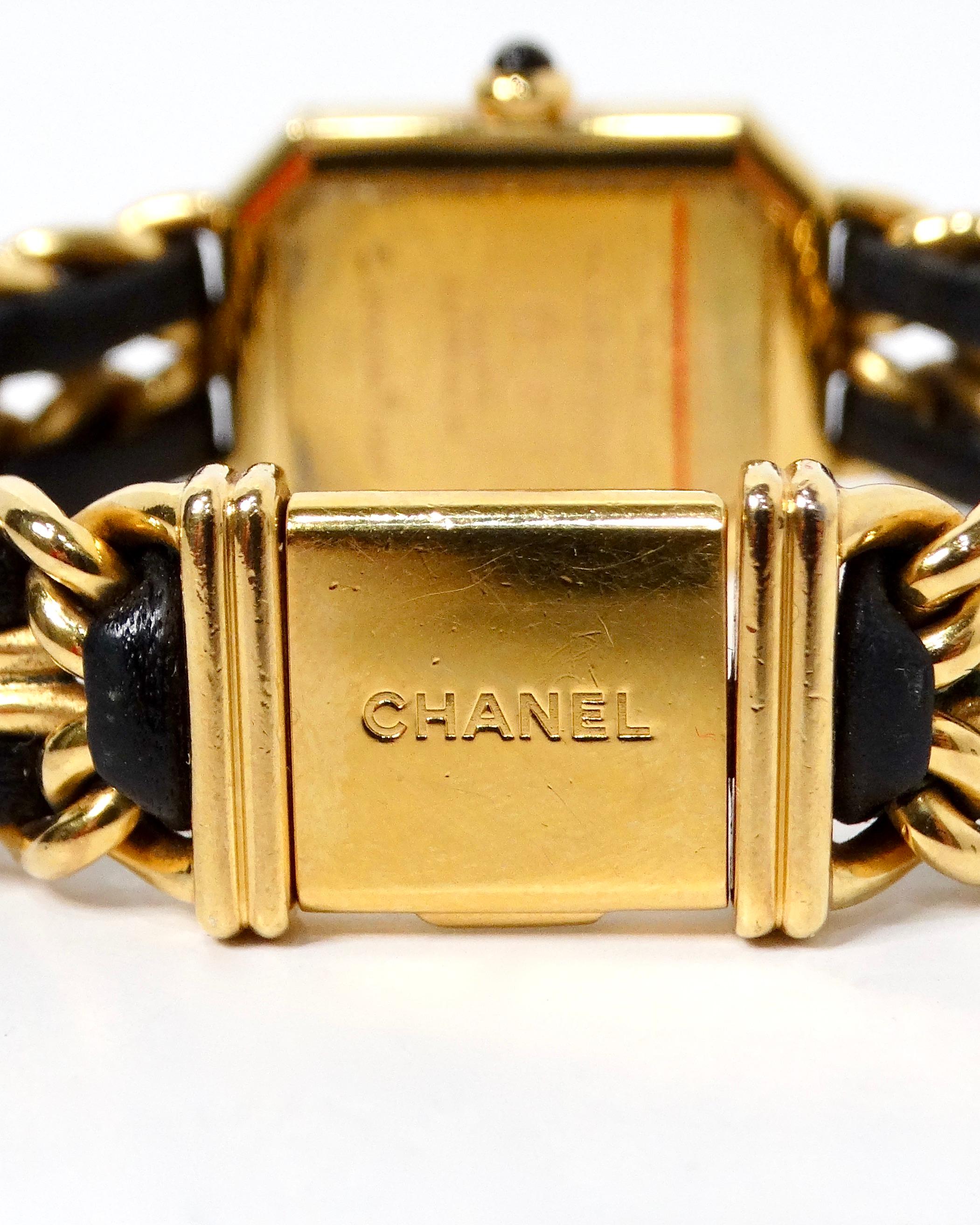 Chanel 1987 Premiere 20mm Rock Quartz & Gold-Plated Chain Wrist Watch For Sale 4